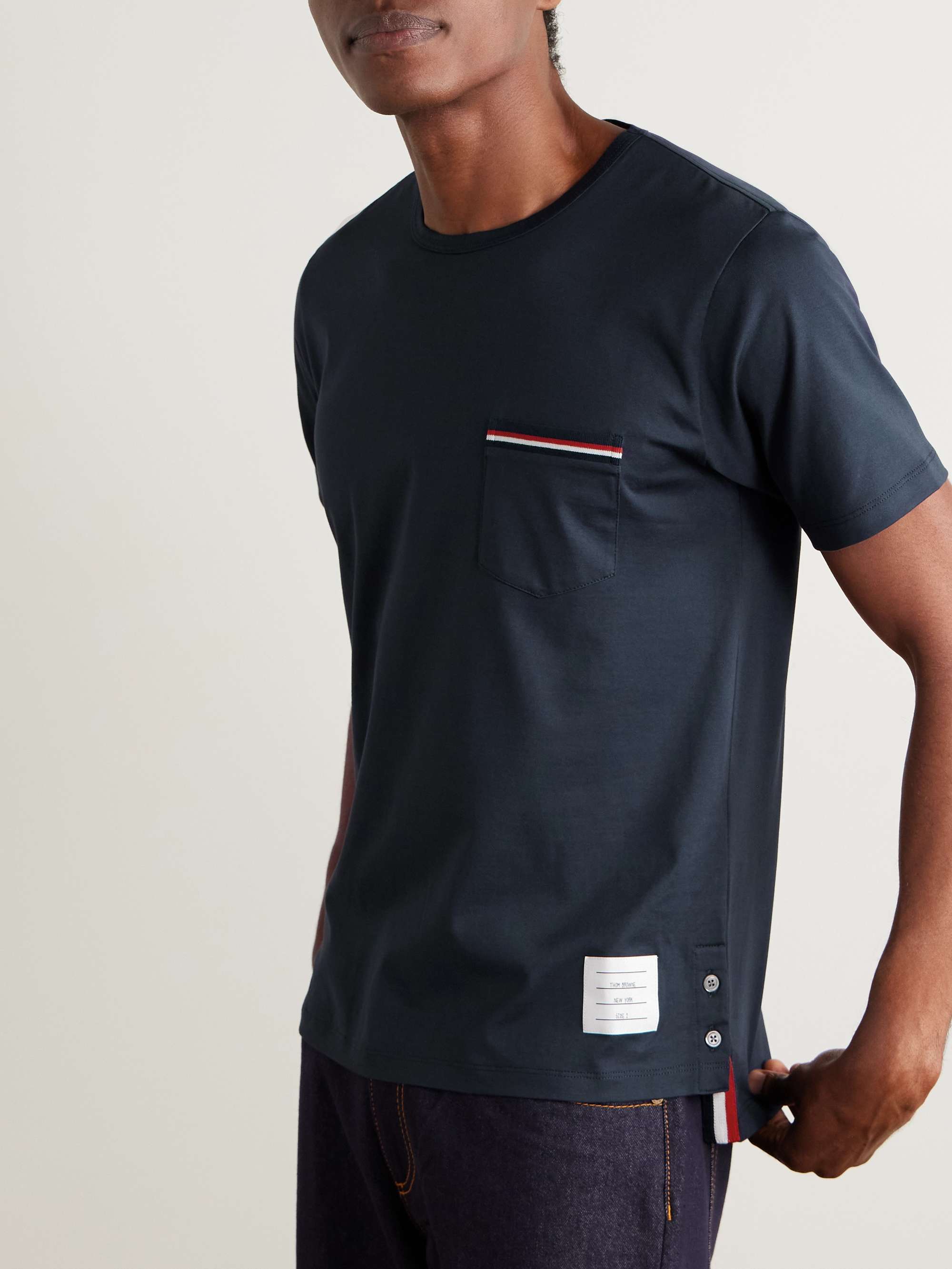 Slim-Fit Grosgrain-Trimmed Cotton-Jersey T-Shirt view