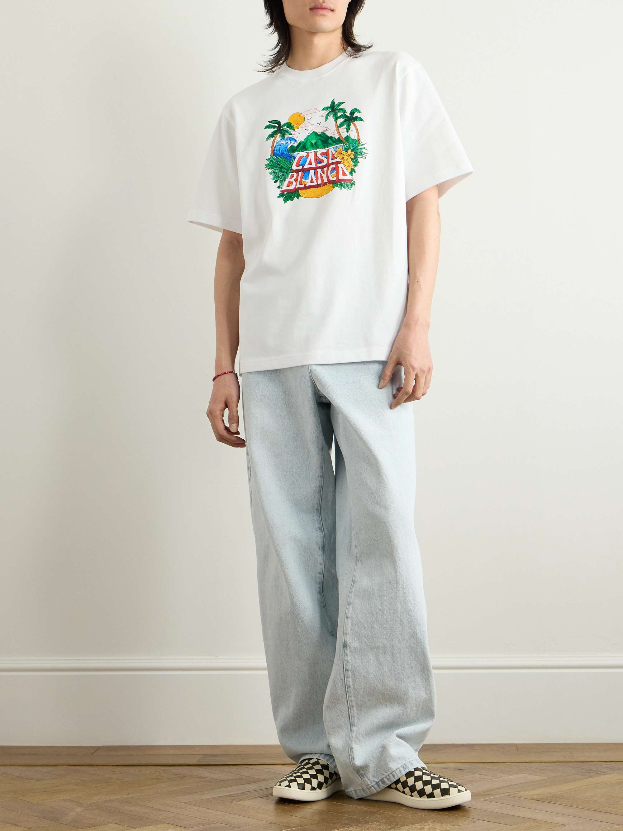 Casa Beach Wave Oversized Logo-Print Organic Cotton-Jersey T-Shirt view