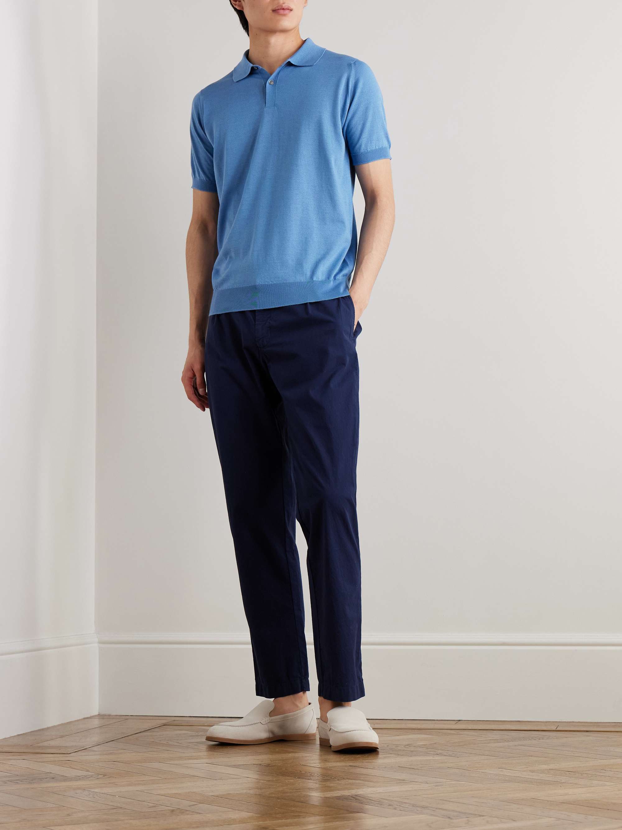 Leyburn Merino Wool and Sea Island Cotton-Blend Gauze Polo Shirt view