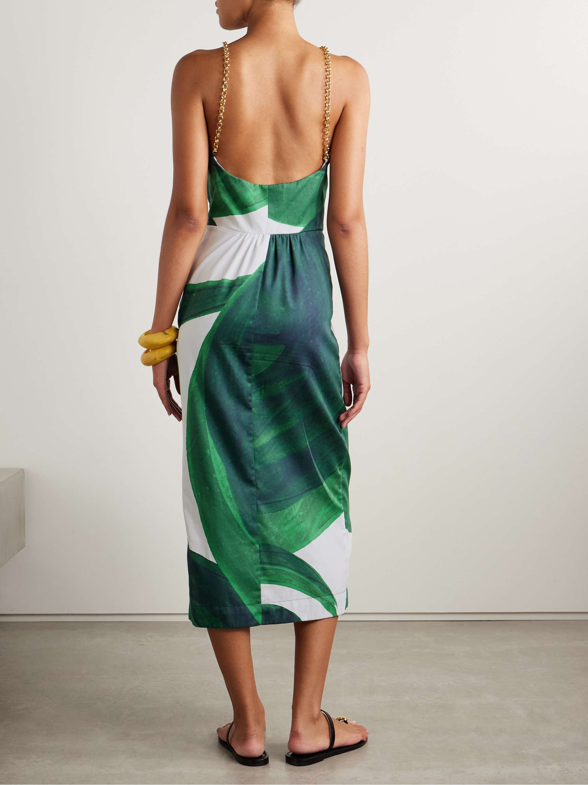Artemis Golden chain-embellished printed cotton midi dress view