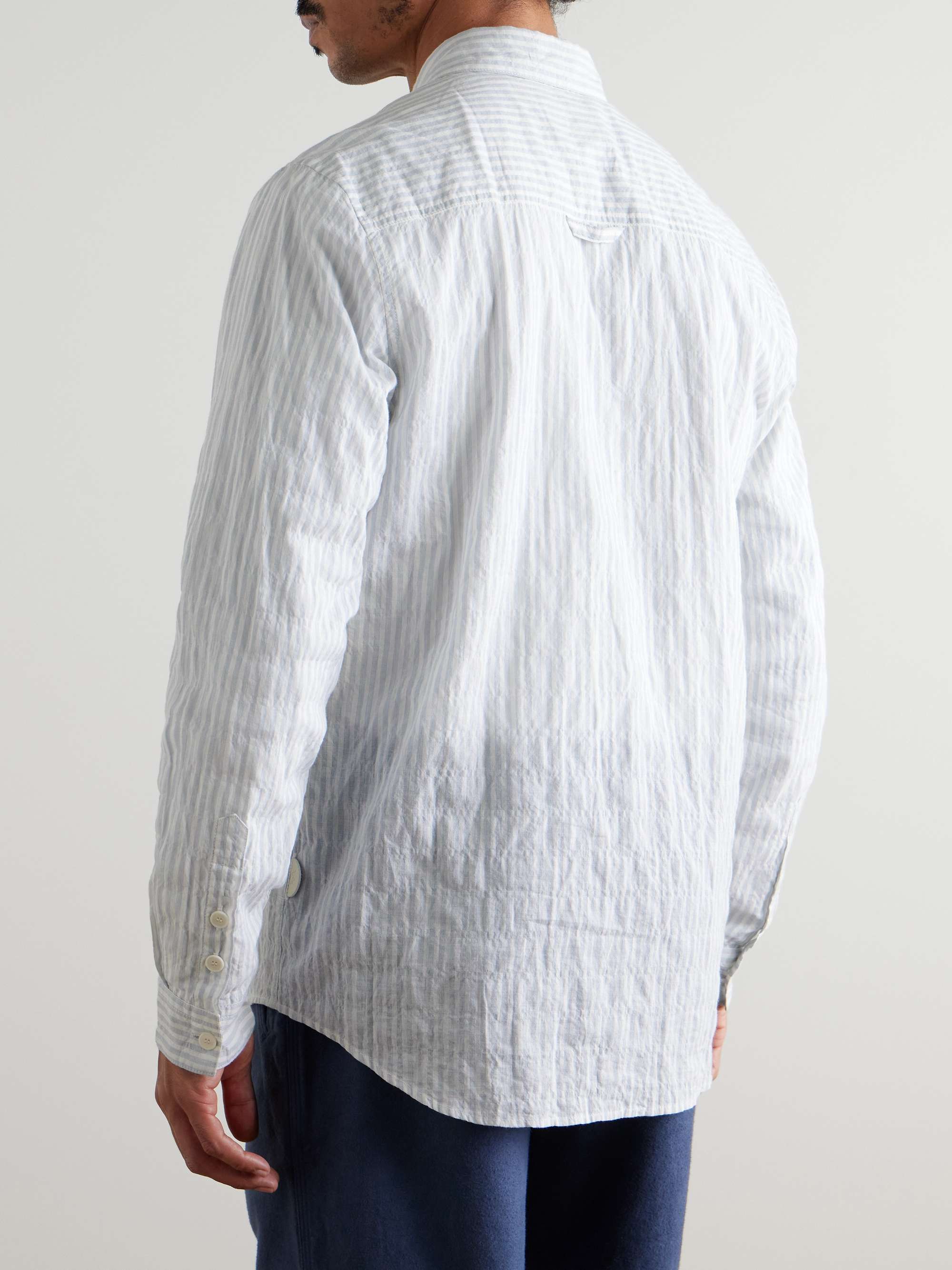 Button-Down Collar Striped Cotton-Blend Seersucker Shirt view