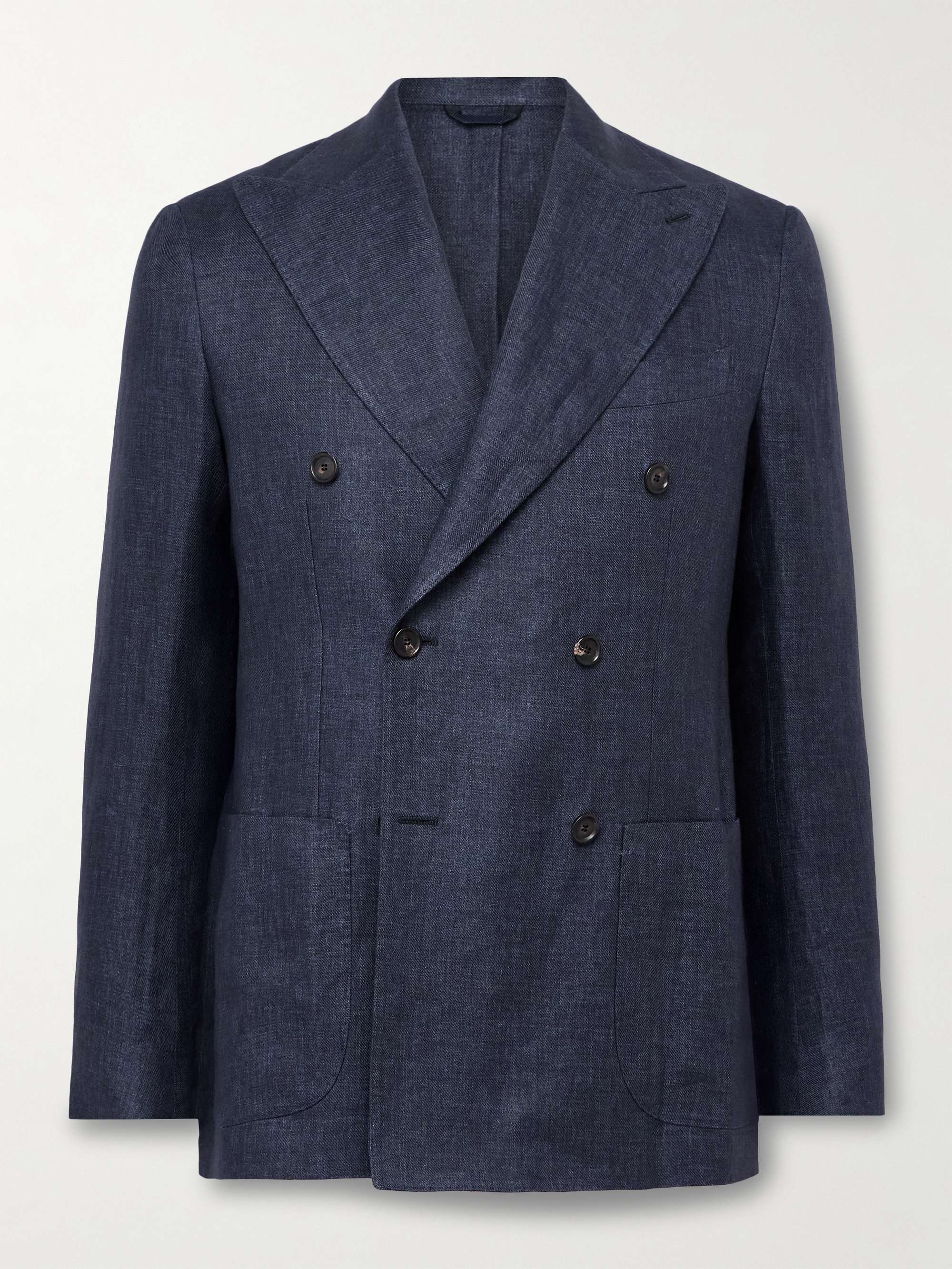 Vesuvio Double-Breasted Linen Suit Jacket hero visual