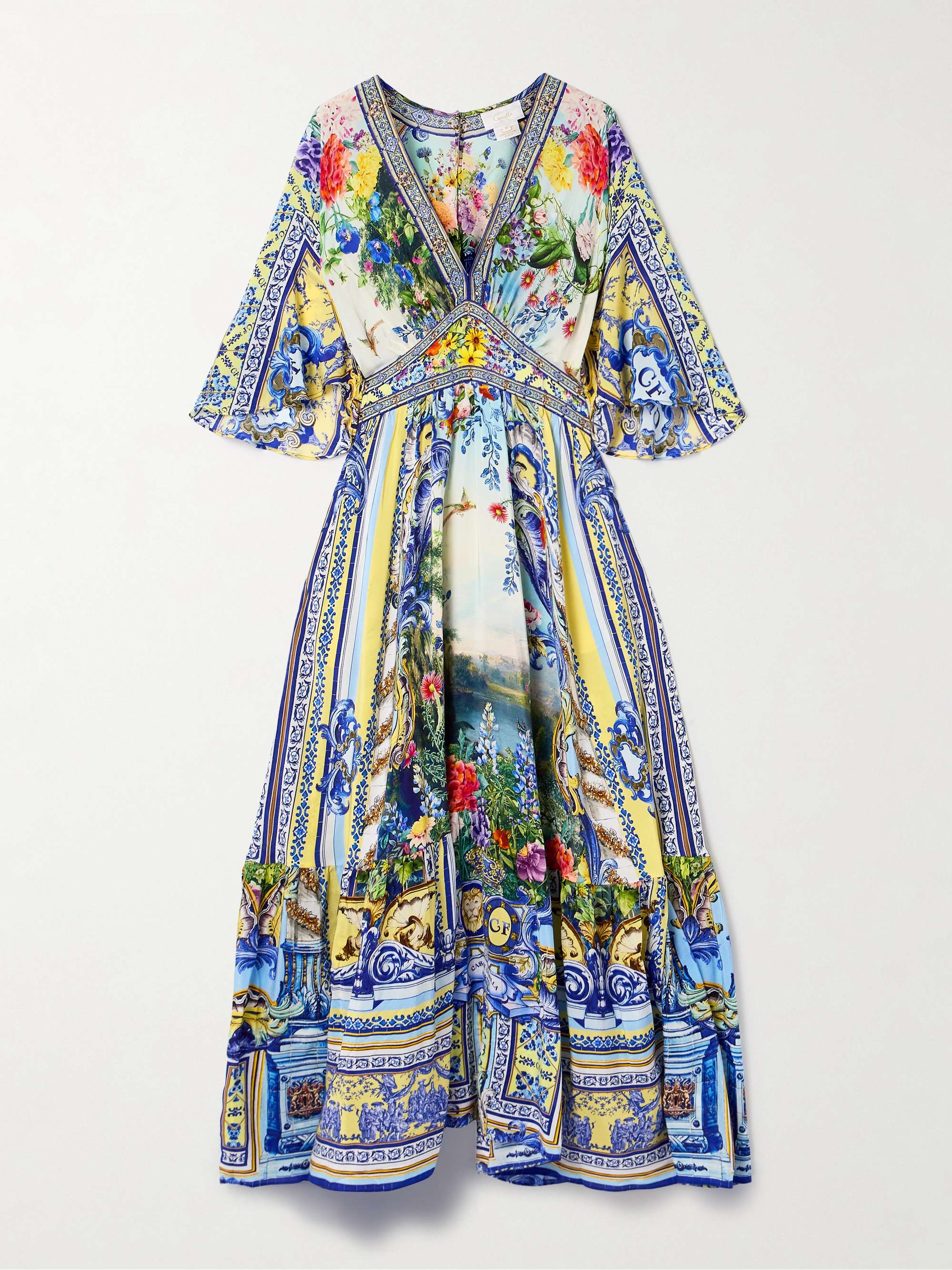 Crystal-embellished printed silk crepe de chine maxi dress hero visual