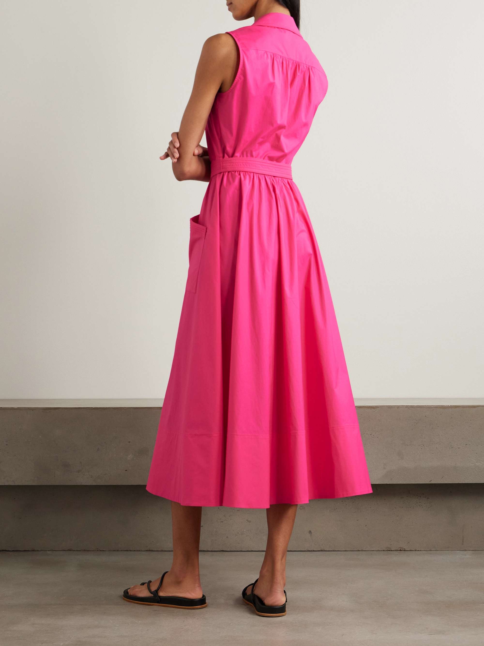 Kirat belted cotton-blend midi shirt dress view