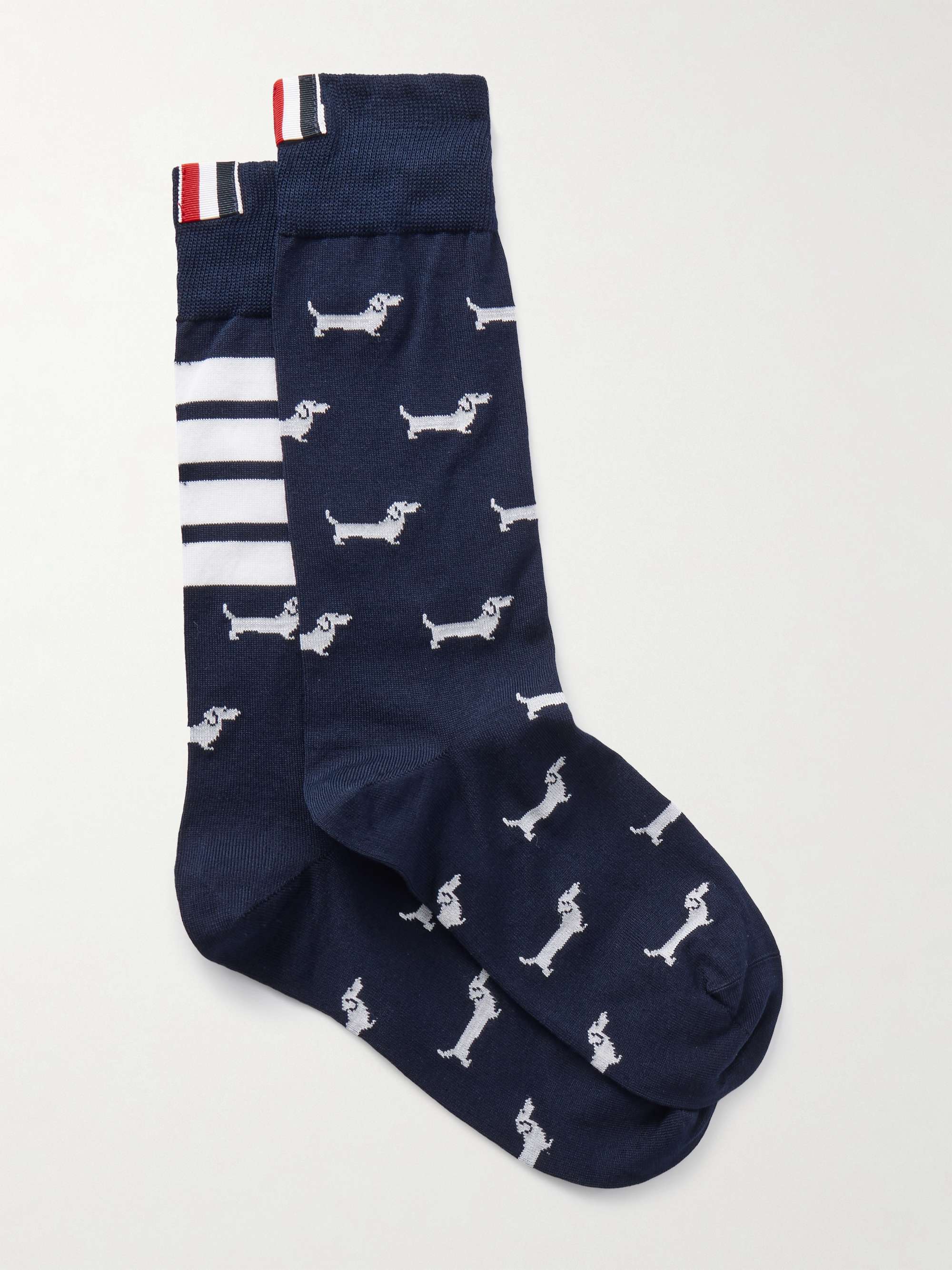 Hector grosgrain-trimmed jacquard-knit cotton-blend socks hero visual