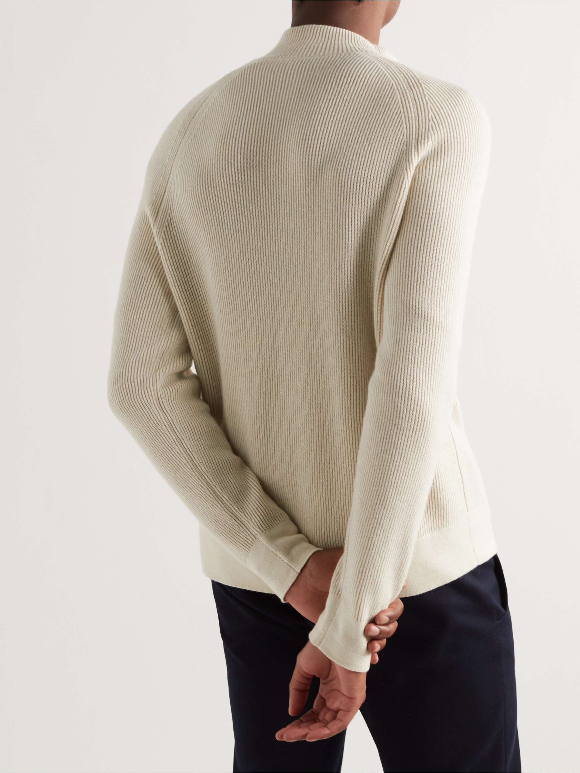 Ribbed Baby Cashmere Zip-Up Sweater view