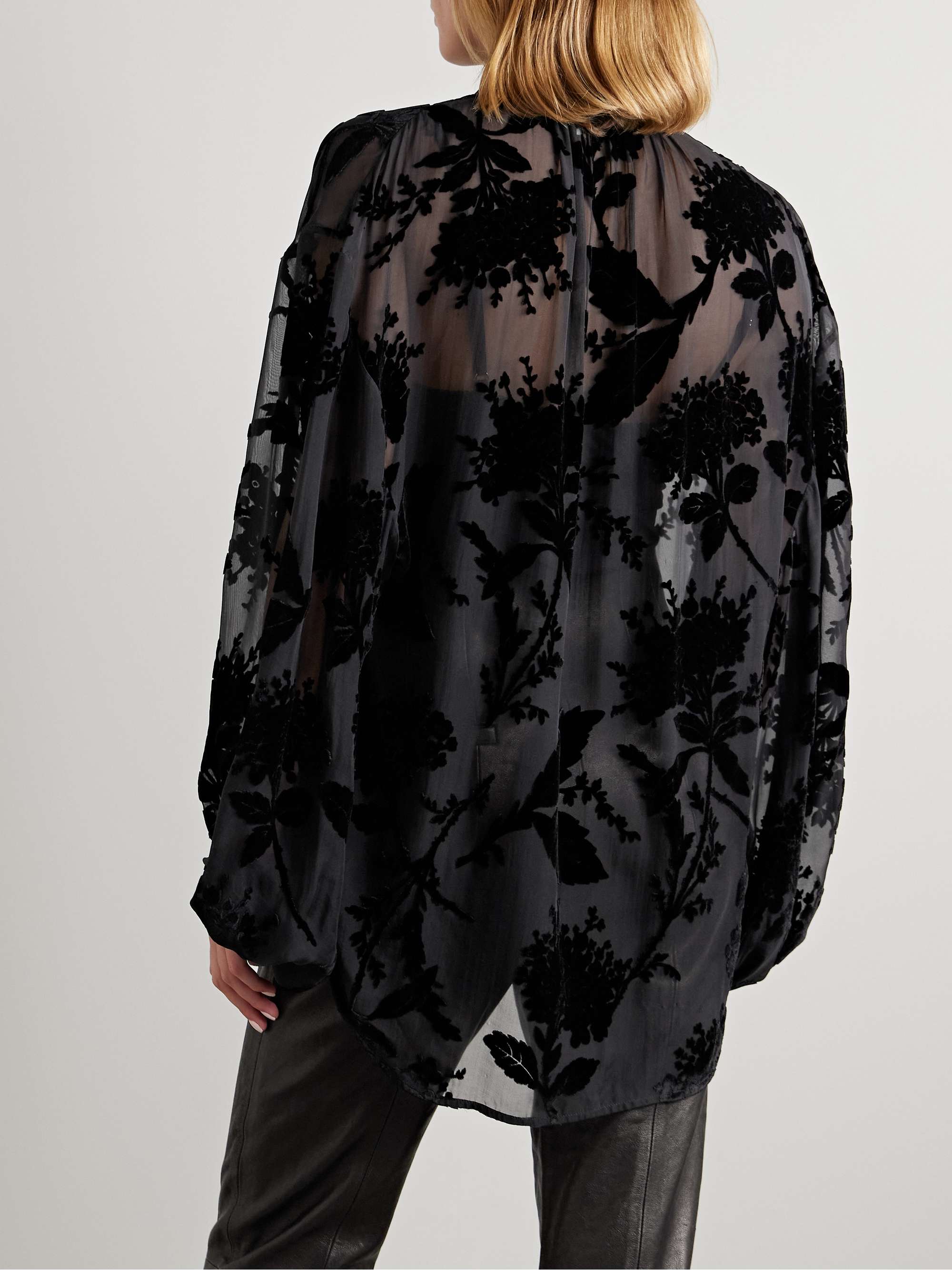 Pussy-bow dévoré-crepe de chine blouse view