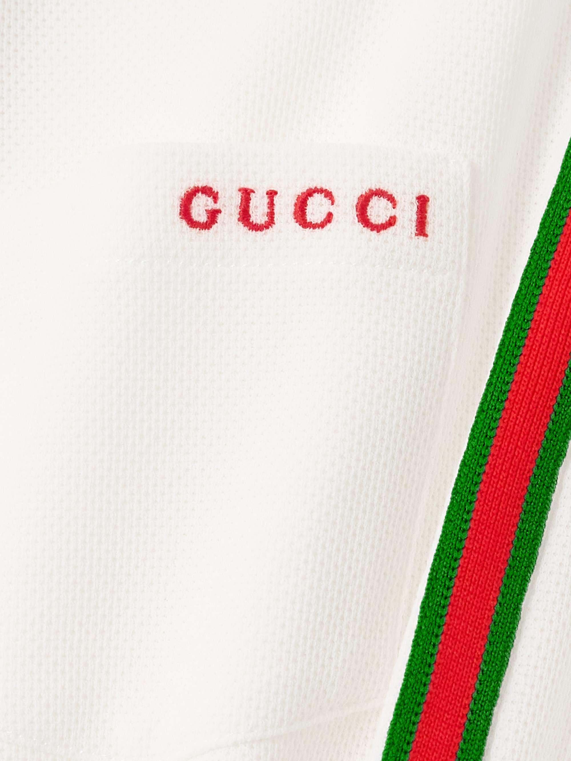 Embroidered webbing-trimmed cotton-piqué mini dress view