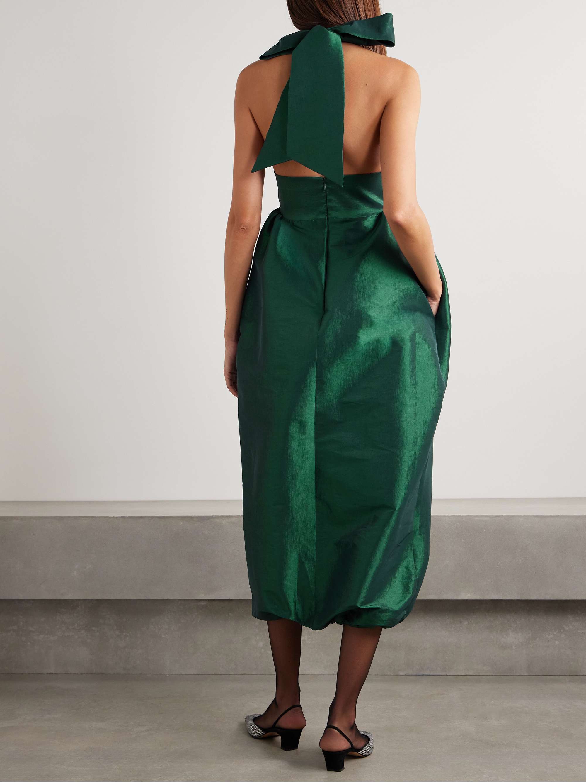 Ivy gathered taffeta halterneck midi dress view