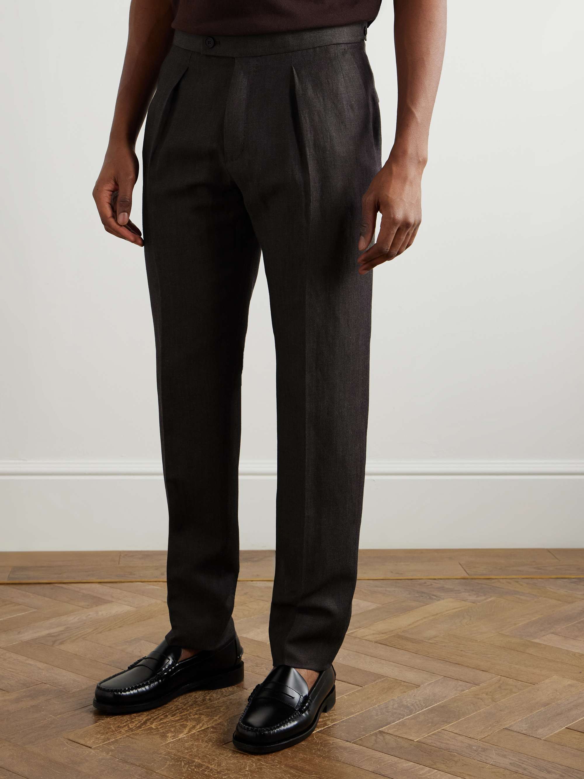Venezia 1951 Tapered Pleated Linen, Wool and Silk-Blend Trousers view
