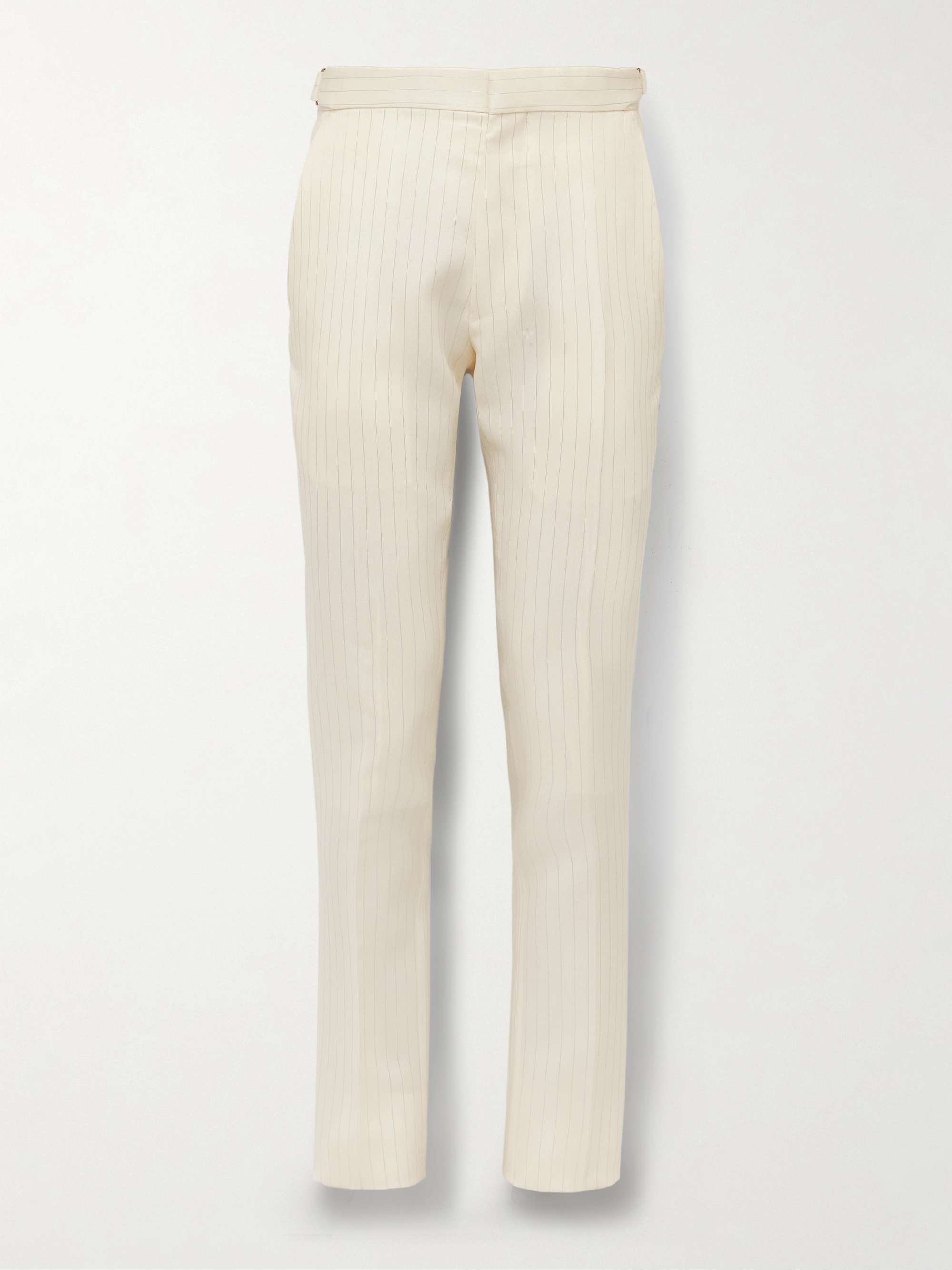 Slim-Fit Metallic Striped Wool-Blend Suit Trousers hero visual