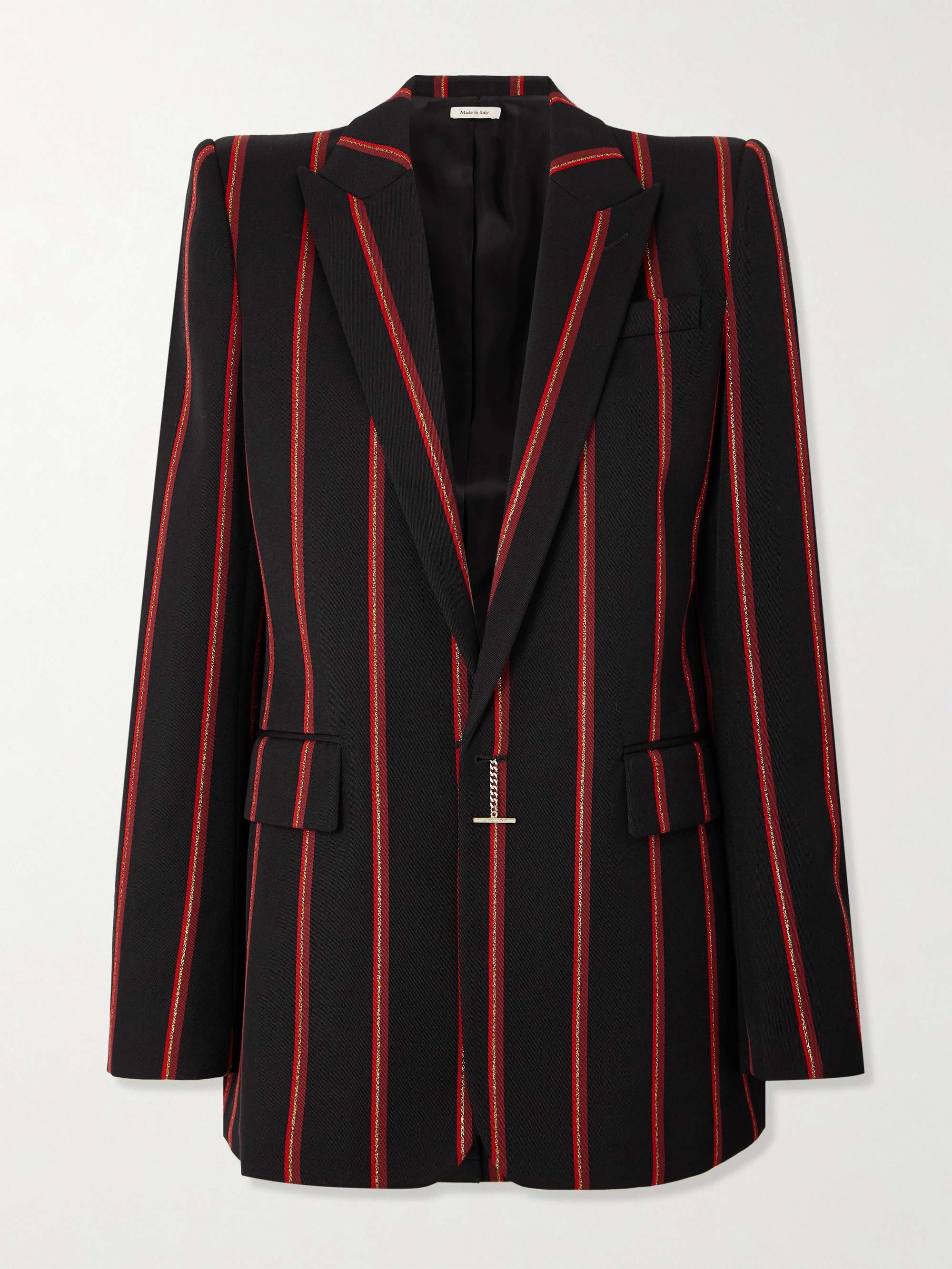 Metallic striped wool-twill blazer hero visual
