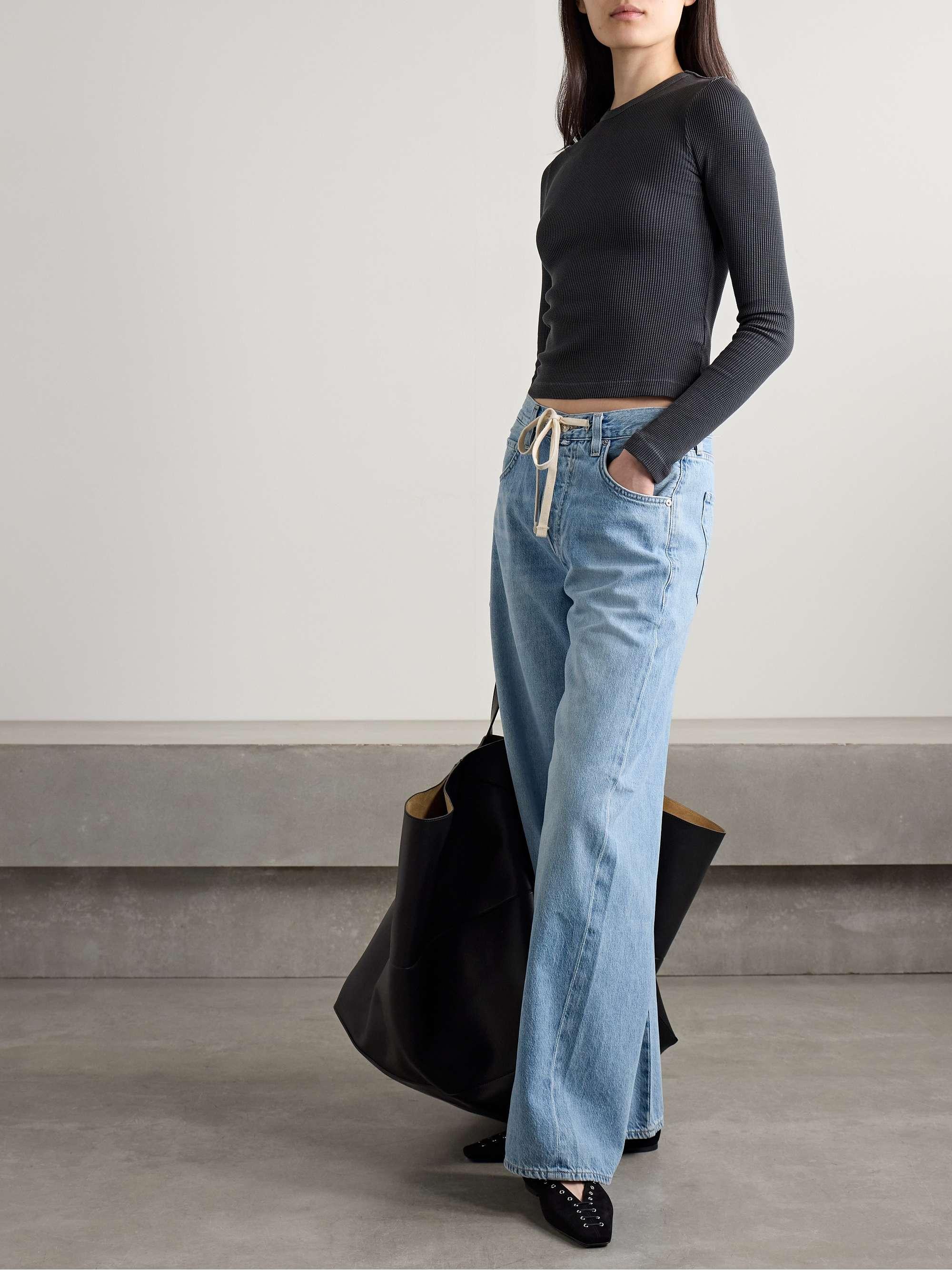 Pilar waffle-knit cotton T-shirt view