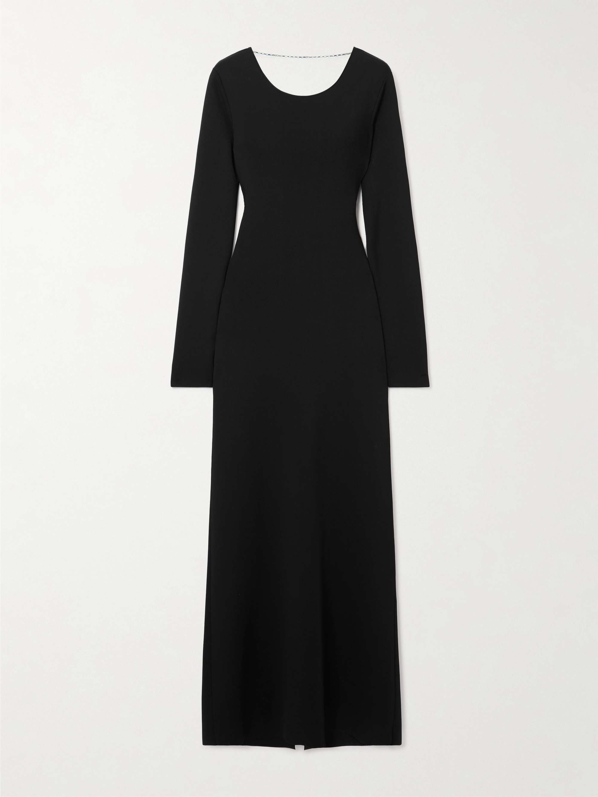 Open-back chain-embellished knitted maxi dress hero visual