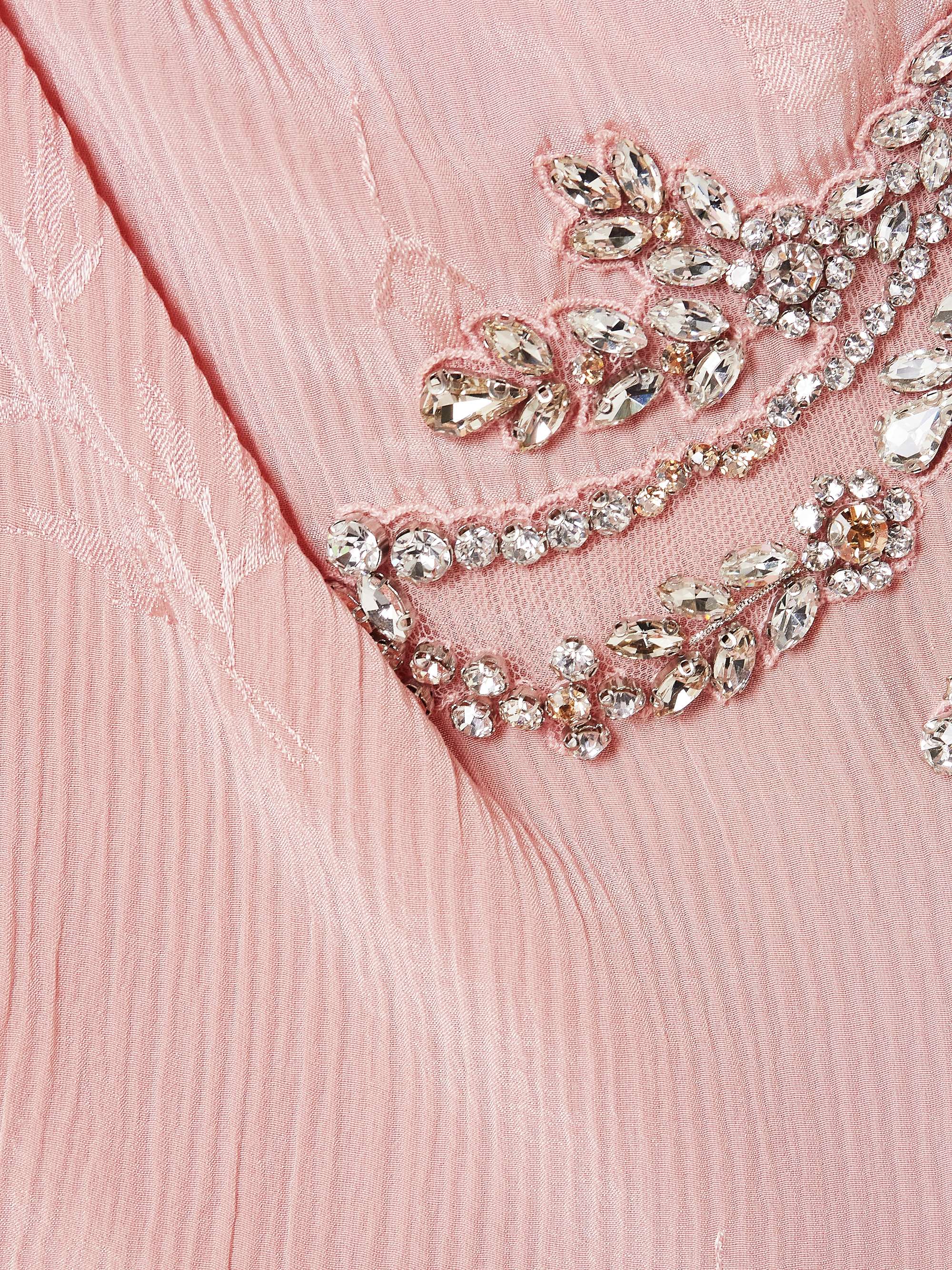 Embellished draped crinkled-silk and cotton-blend jacquard midi dress view
