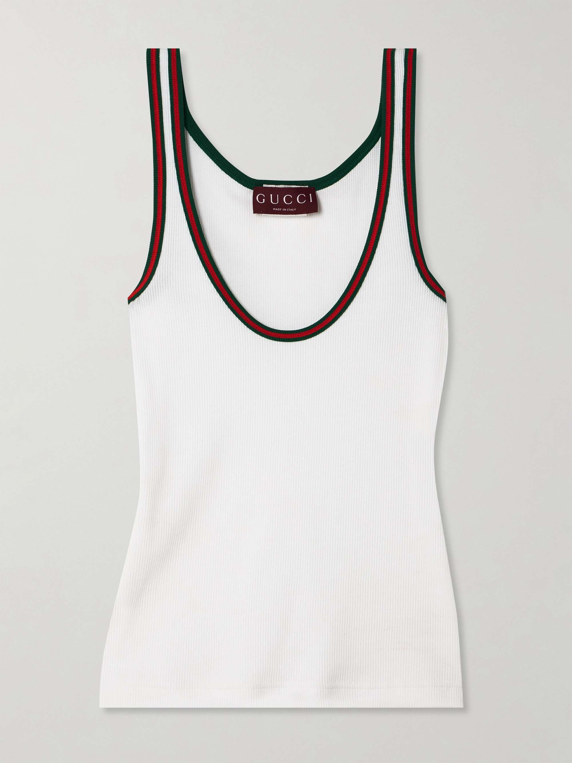 Webbing-trimmed ribbed stretch-cotton jersey tank hero visual