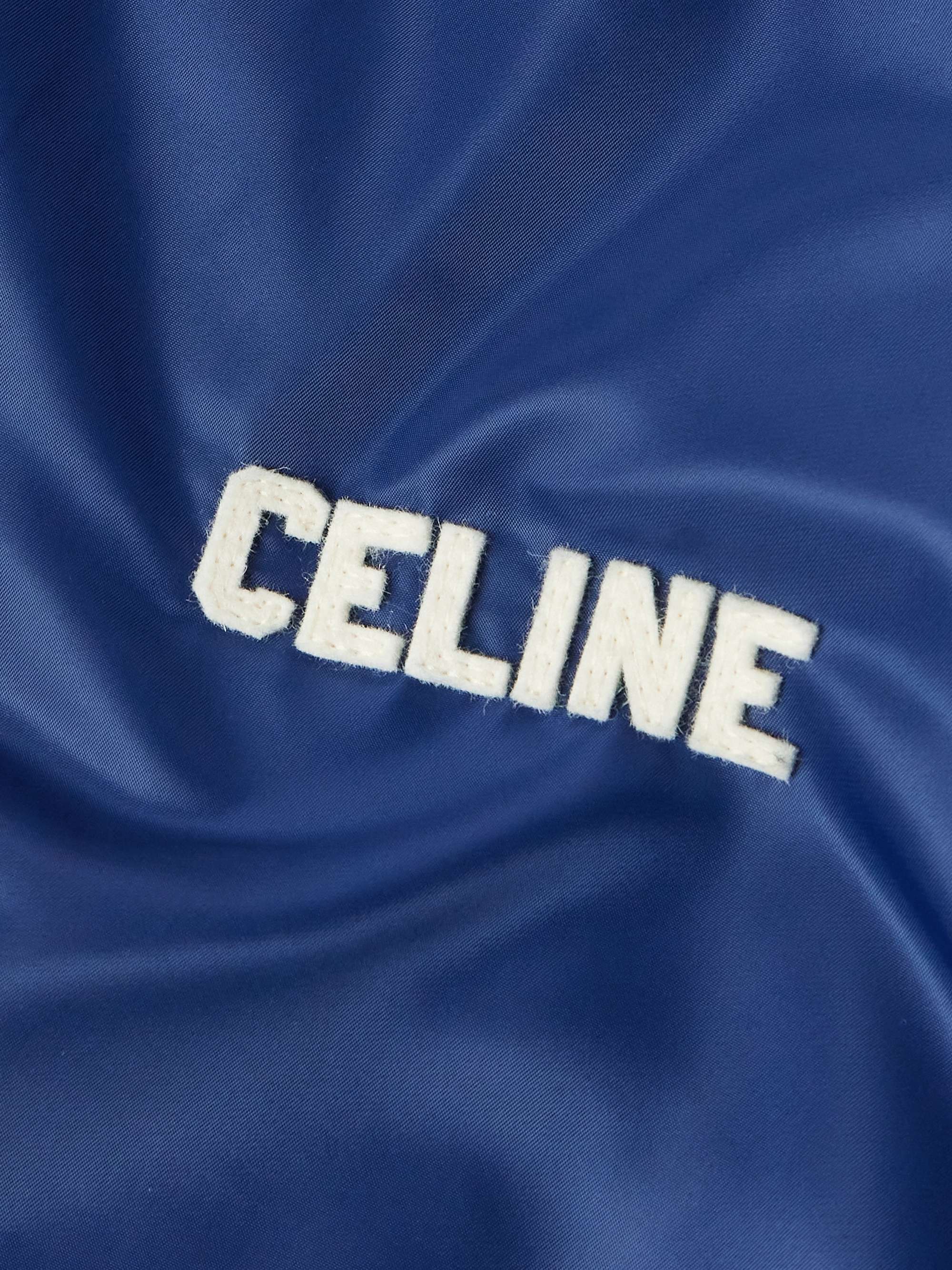 Logo-Appliquéd Striped Satin Bomber Jacket view