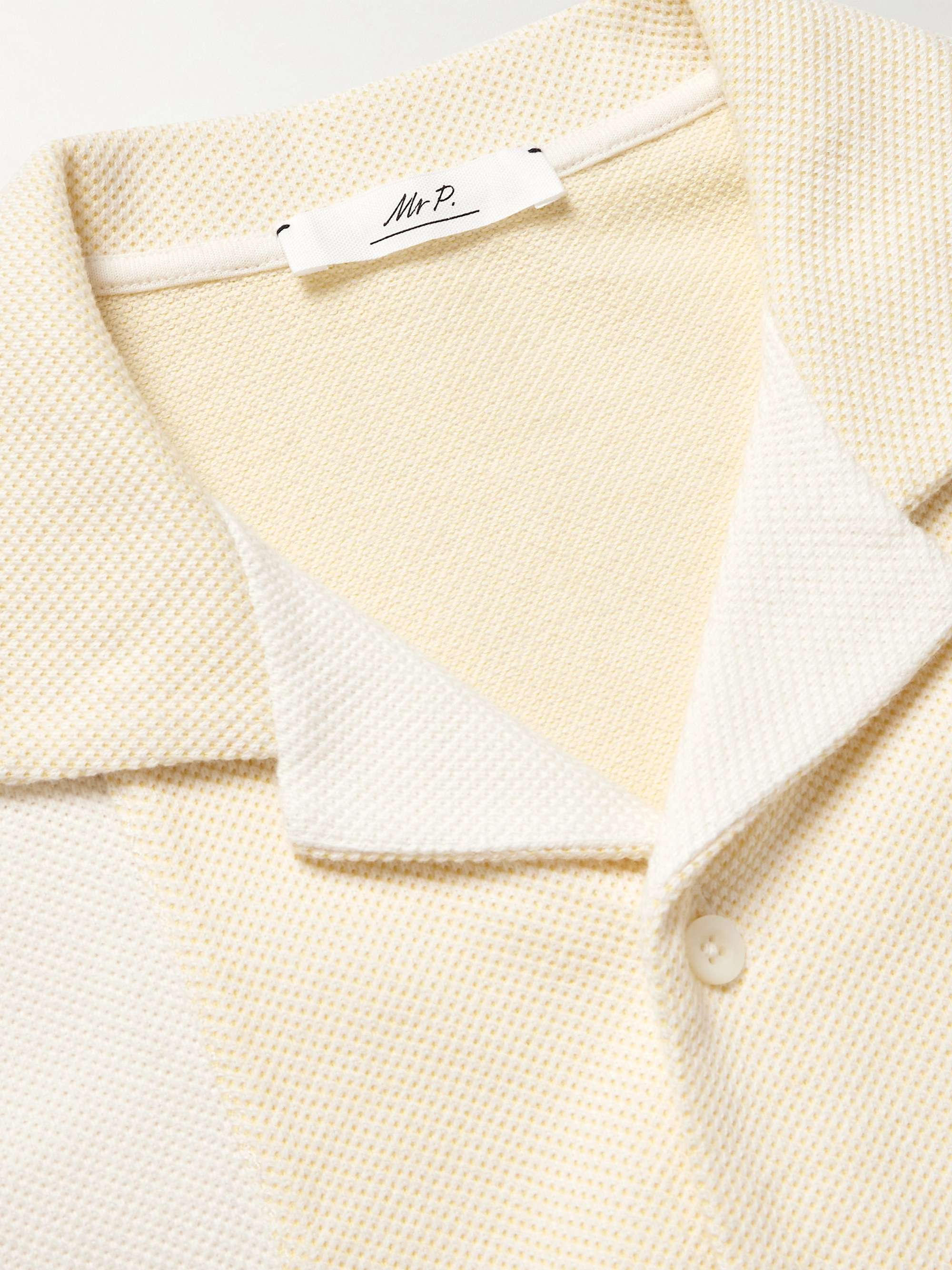 Camp-Collar Two-Tone Organic Cotton-Piqué Shirt view