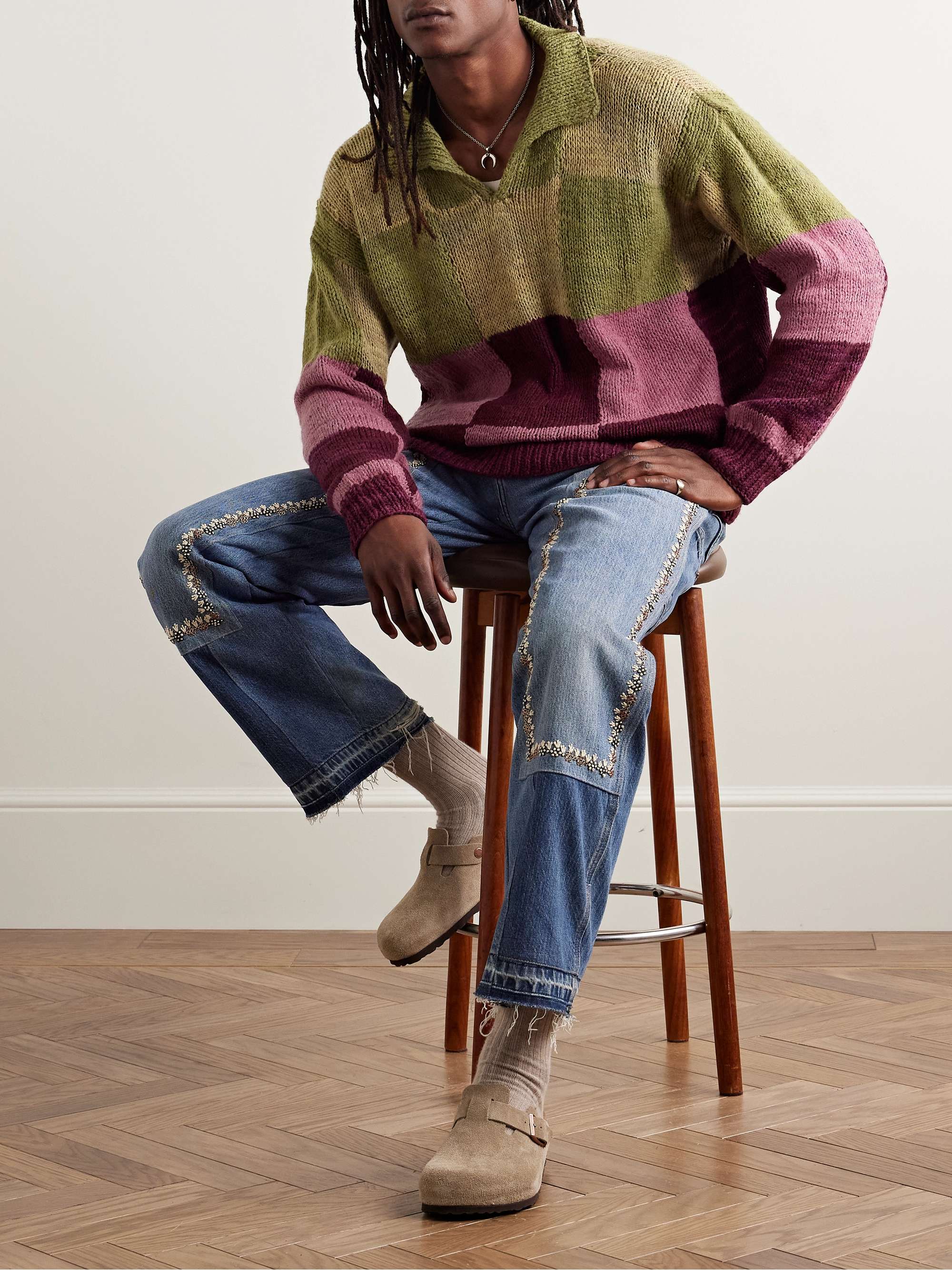 Patchwork Checked Wool Sweater view