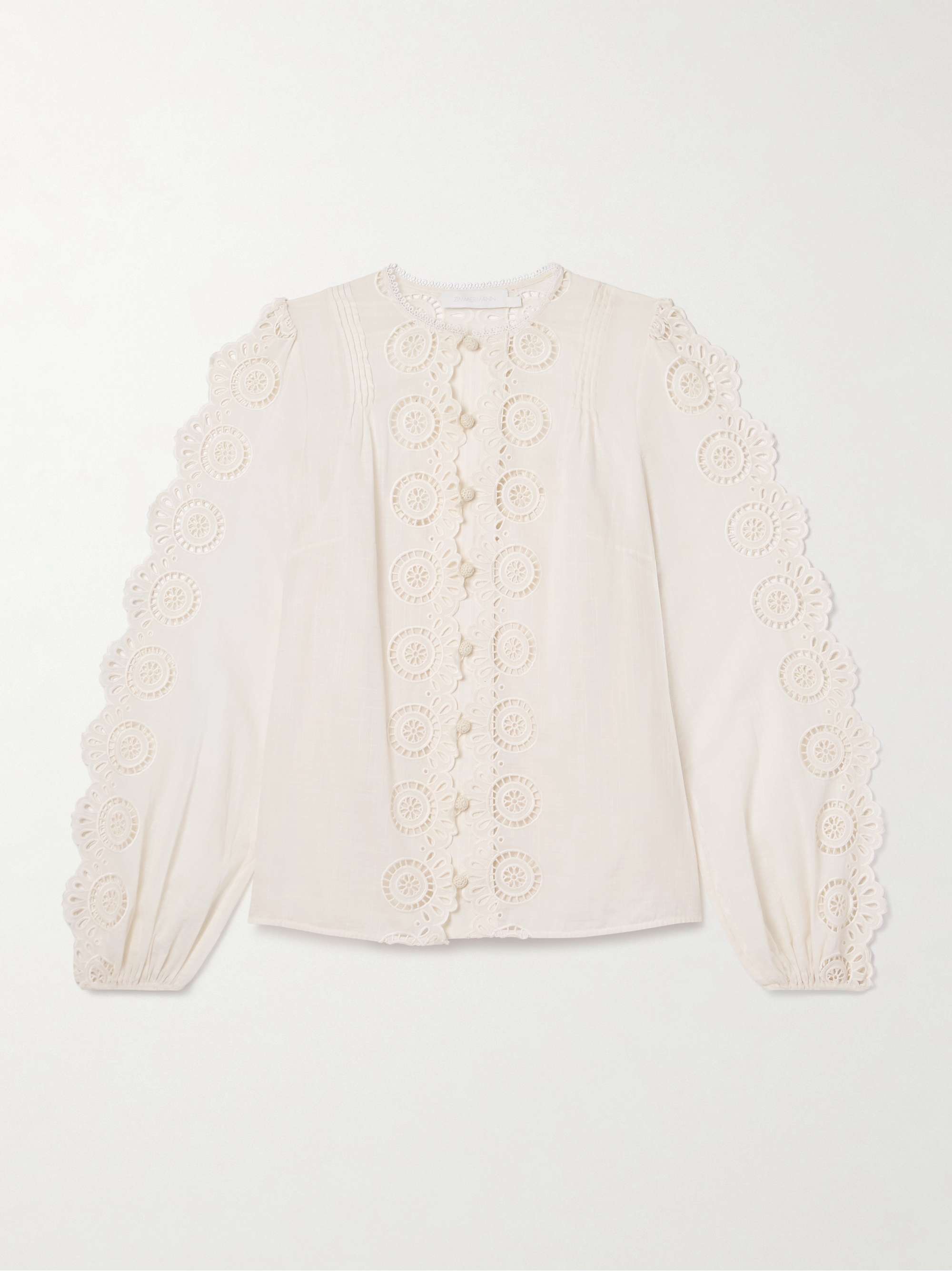 Lucky pintucked broderie anglaise cotton-voile top hero visual