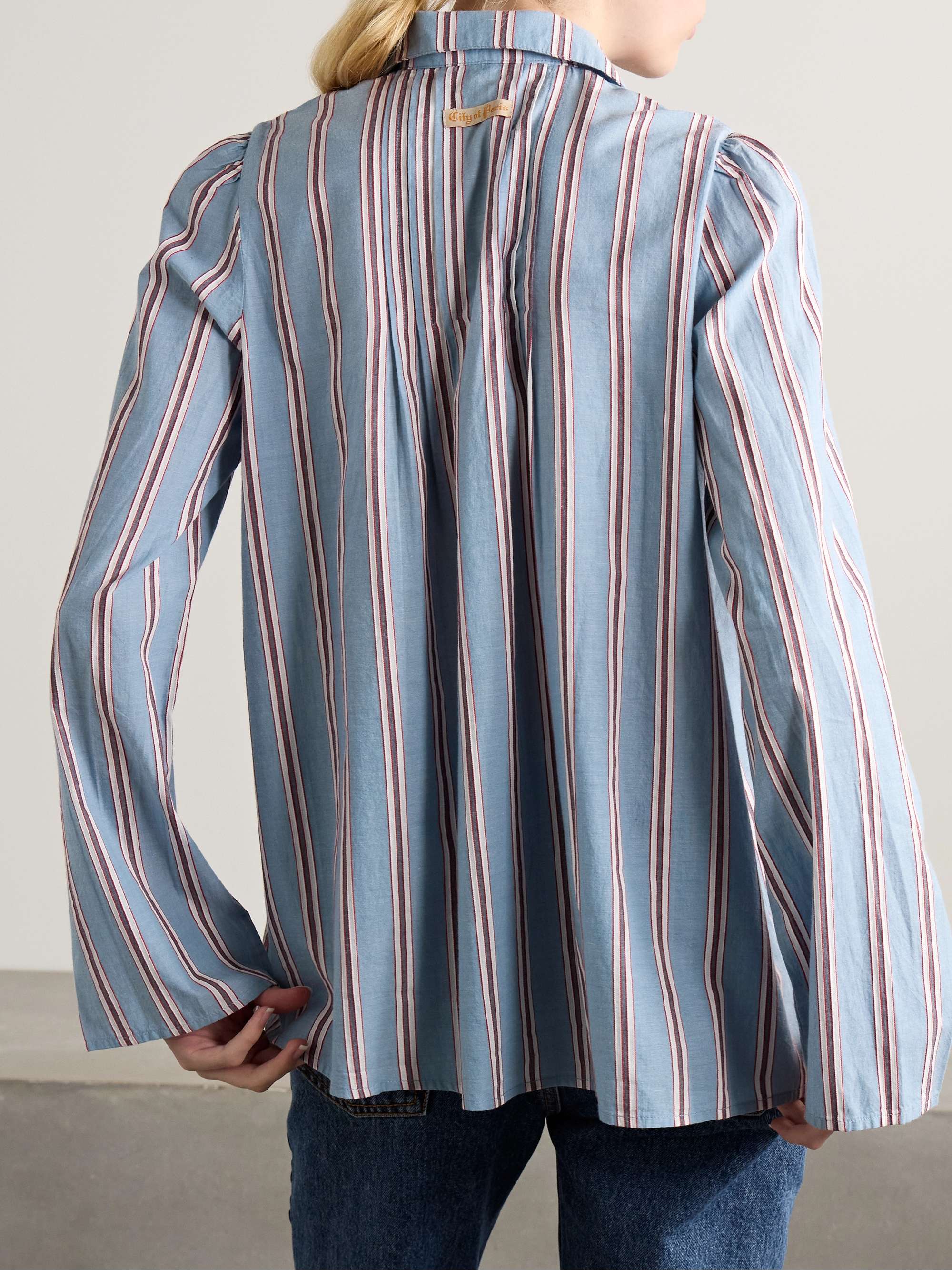 Jonas embroidered striped cotton-voile shirt view