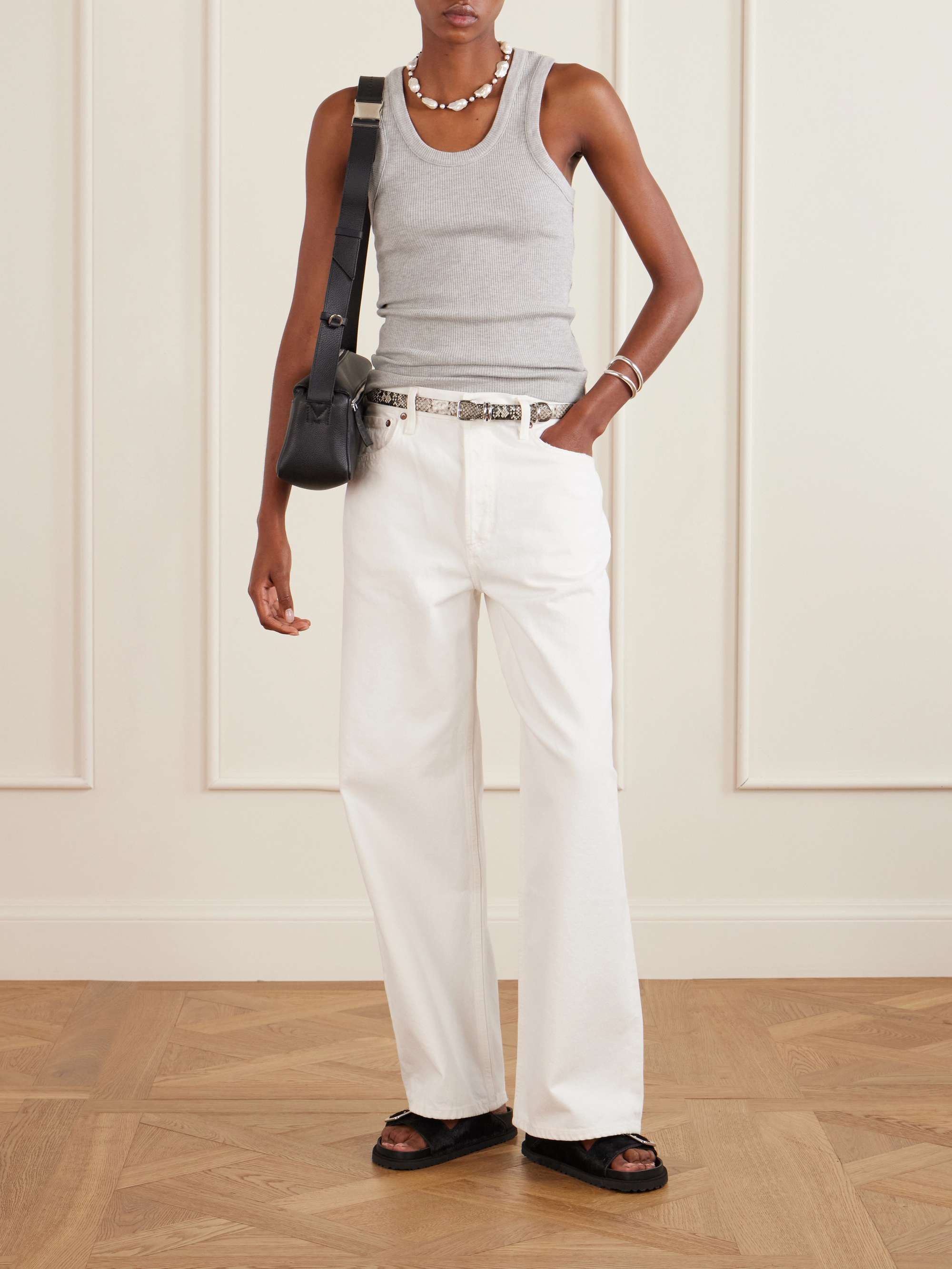 Poppy ribbed stretch organic cotton and TENCEL Lyocell-blend jersey tank view