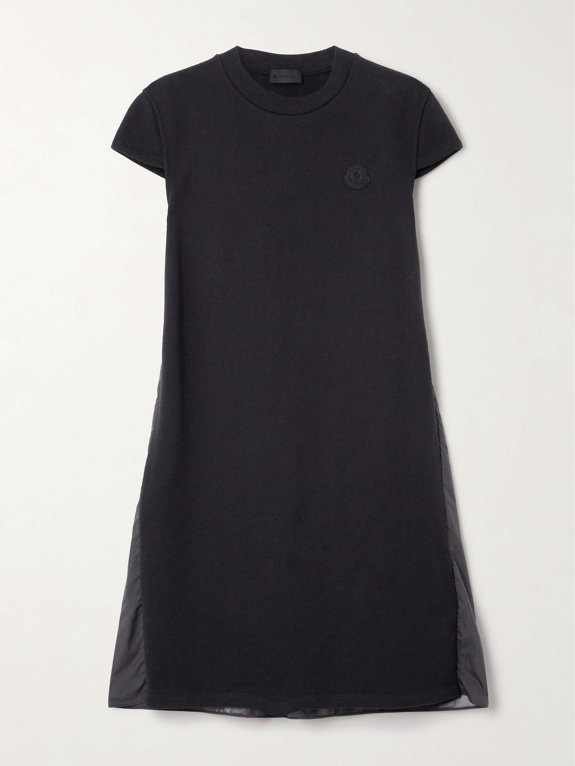Appliquéd cotton-jersey and pleated shell mini dress hero visual