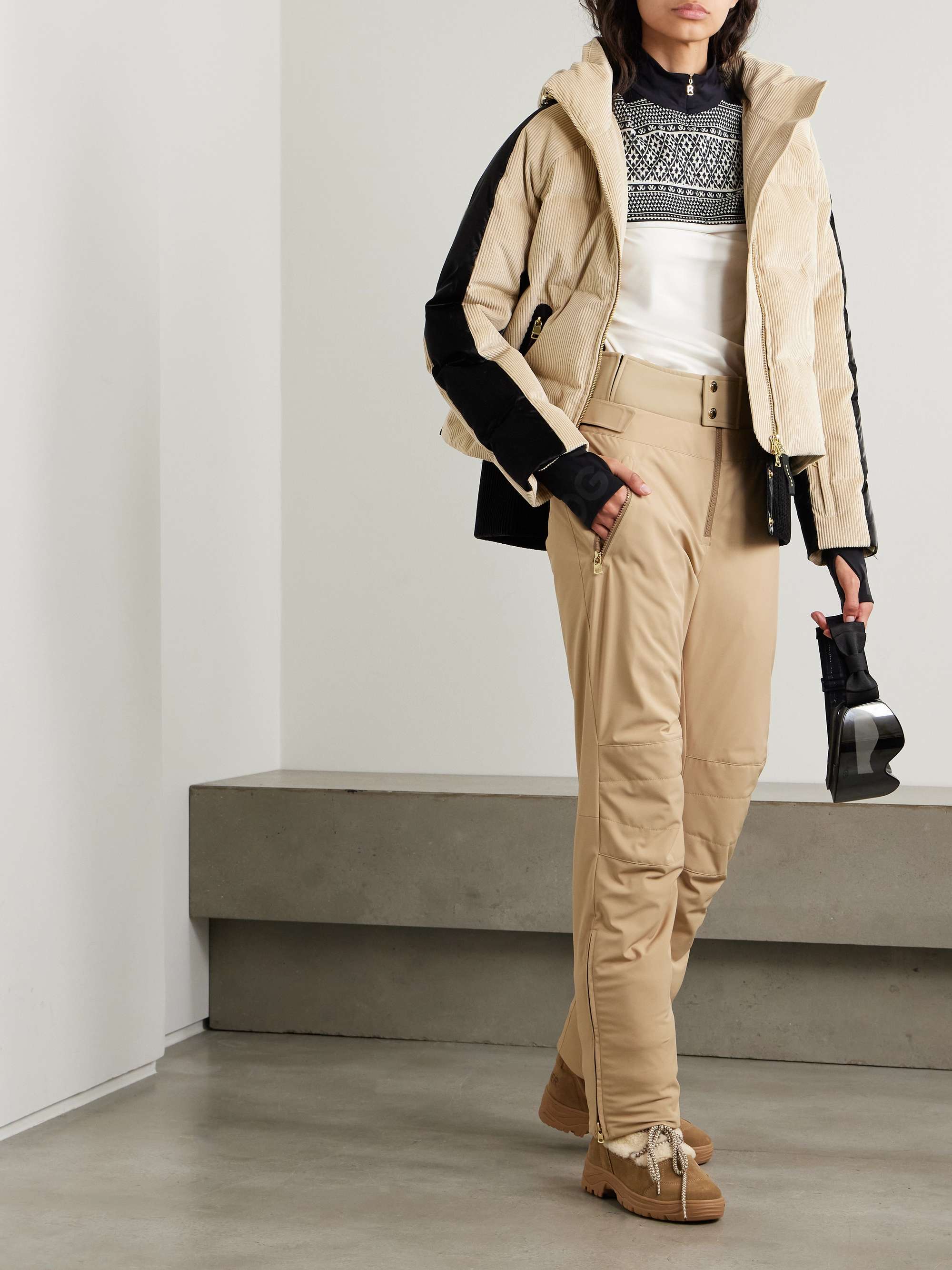 Inka hooded quilted corduroy and ripstop ski jacket view
