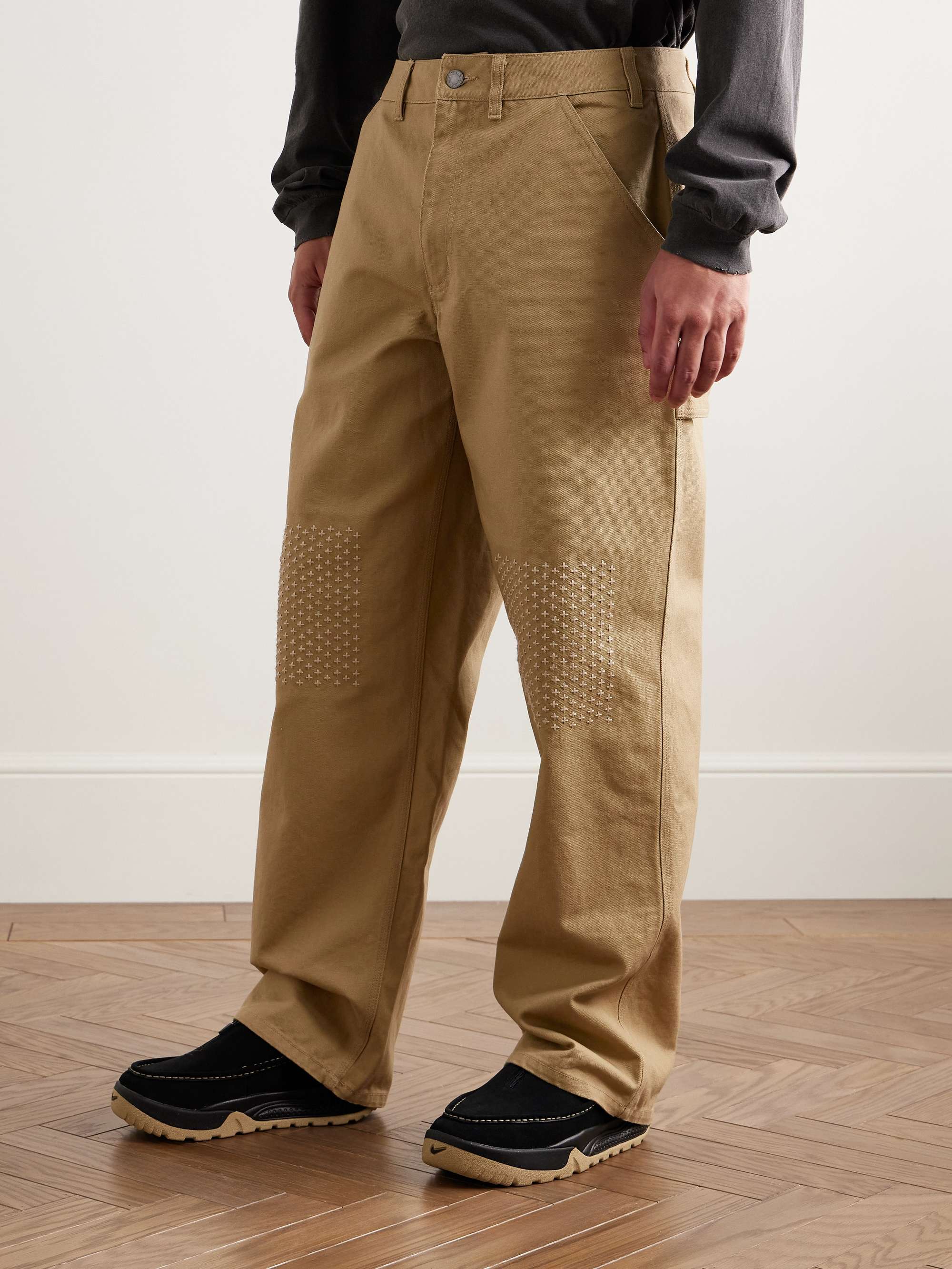 Life Wide-Leg Embroidered Cotton-Canvas Trousers view