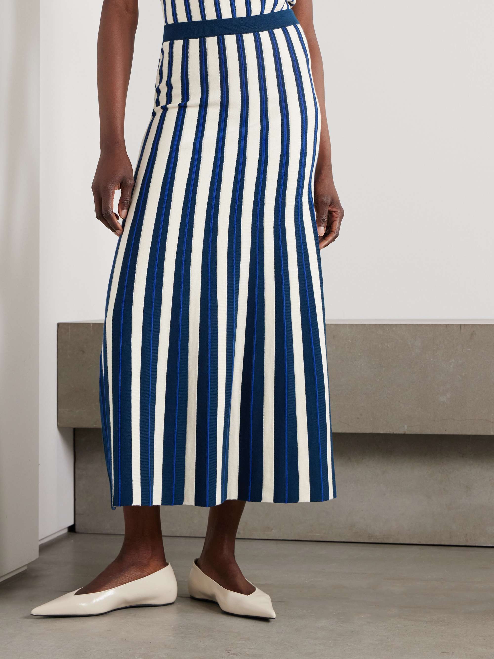 Manglar striped knitted organic cotton midi skirt view