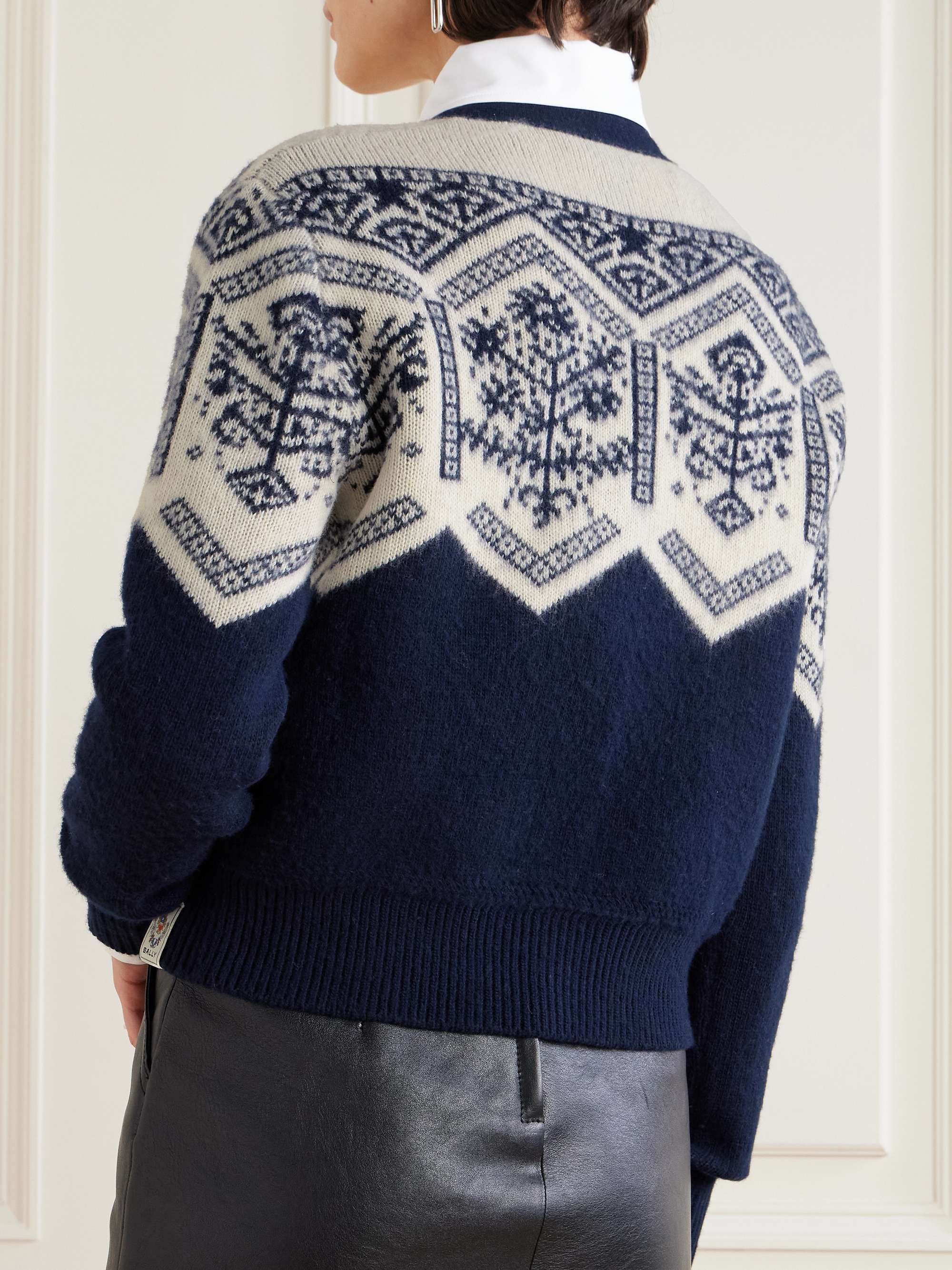 Mountain merino wool and cotton-blend jacquard-knit cardigan view