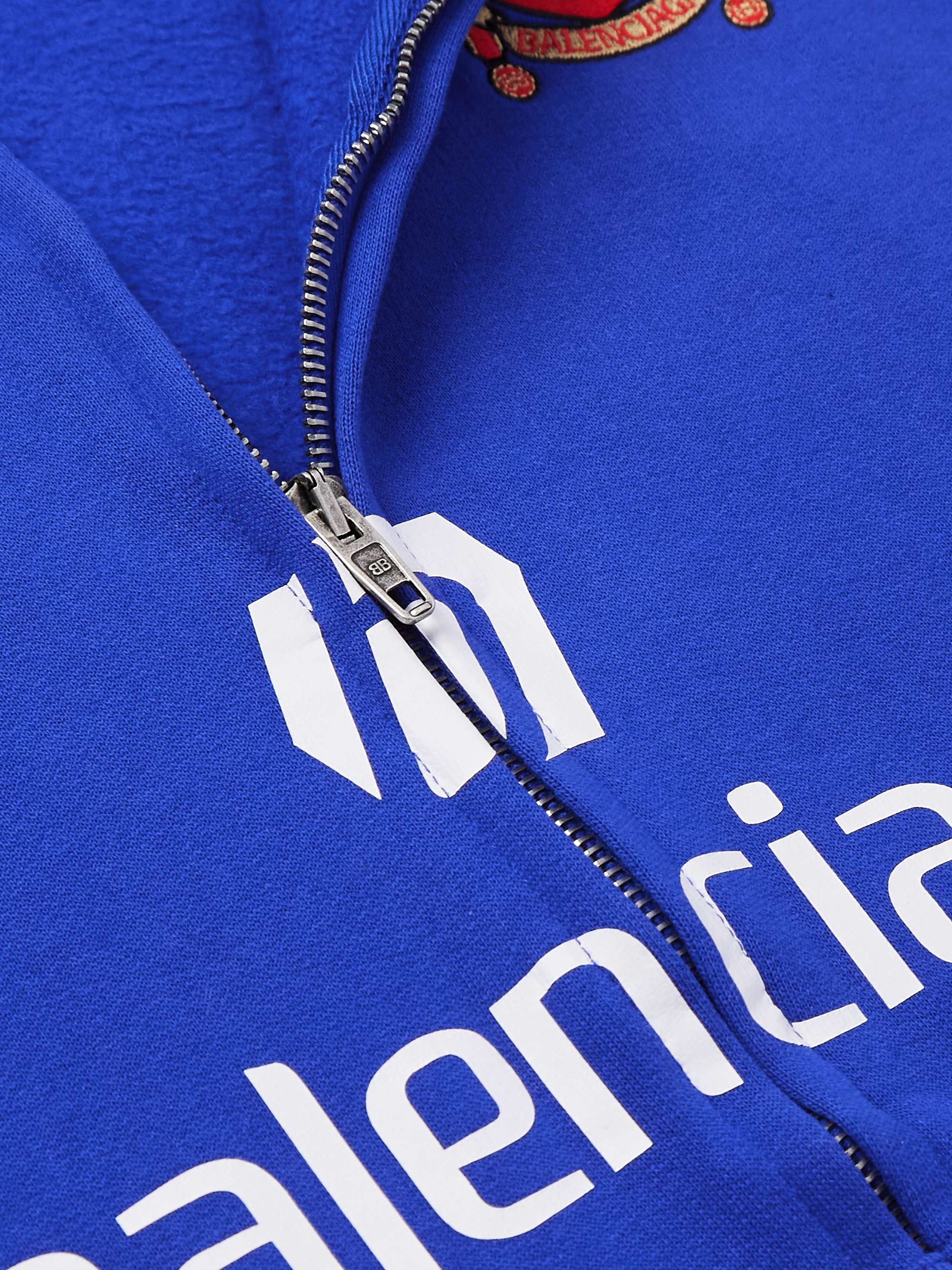 Oversized Logo-Print Appliquéd Cotton-Jersey Zip-Up Hoodie view