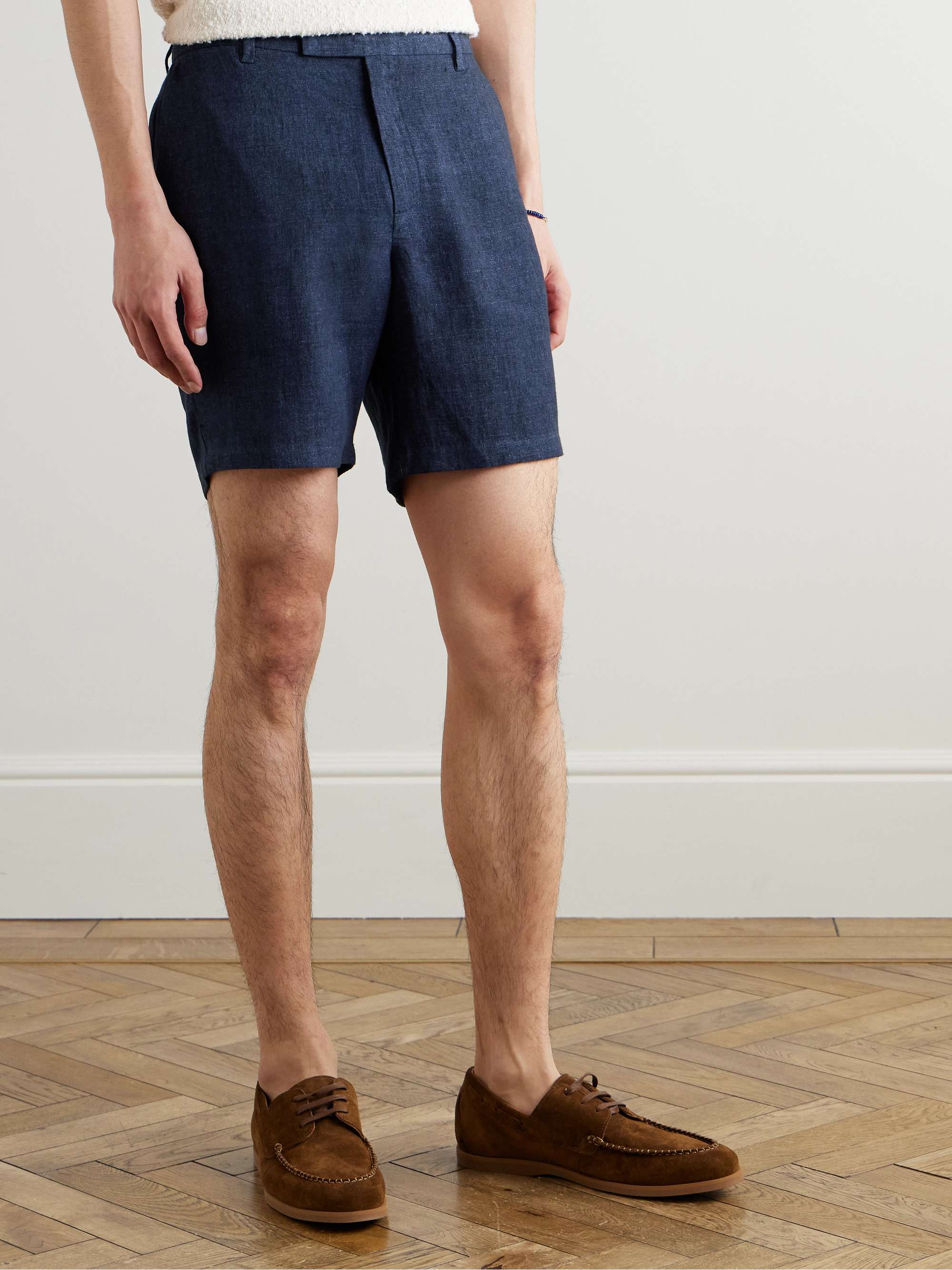 Straight-Leg Linen-Chambray Bermuda Shorts view