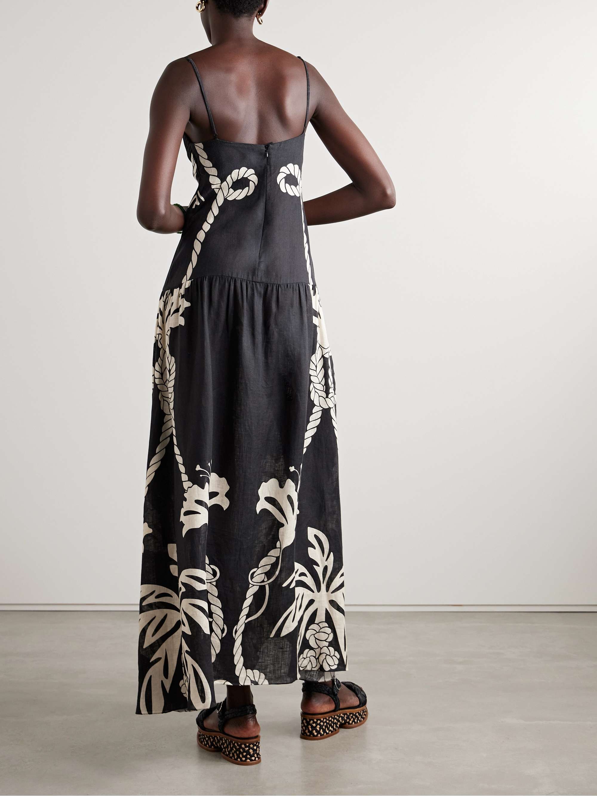 Enlightened Sailor tiered cutout printed linen maxi dress view