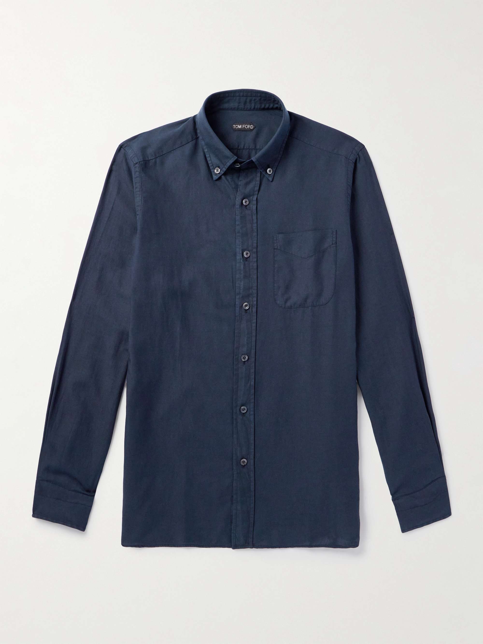Button-Down Collar Lyocell, Cotton and Cashmere-Blend Shirt hero visual