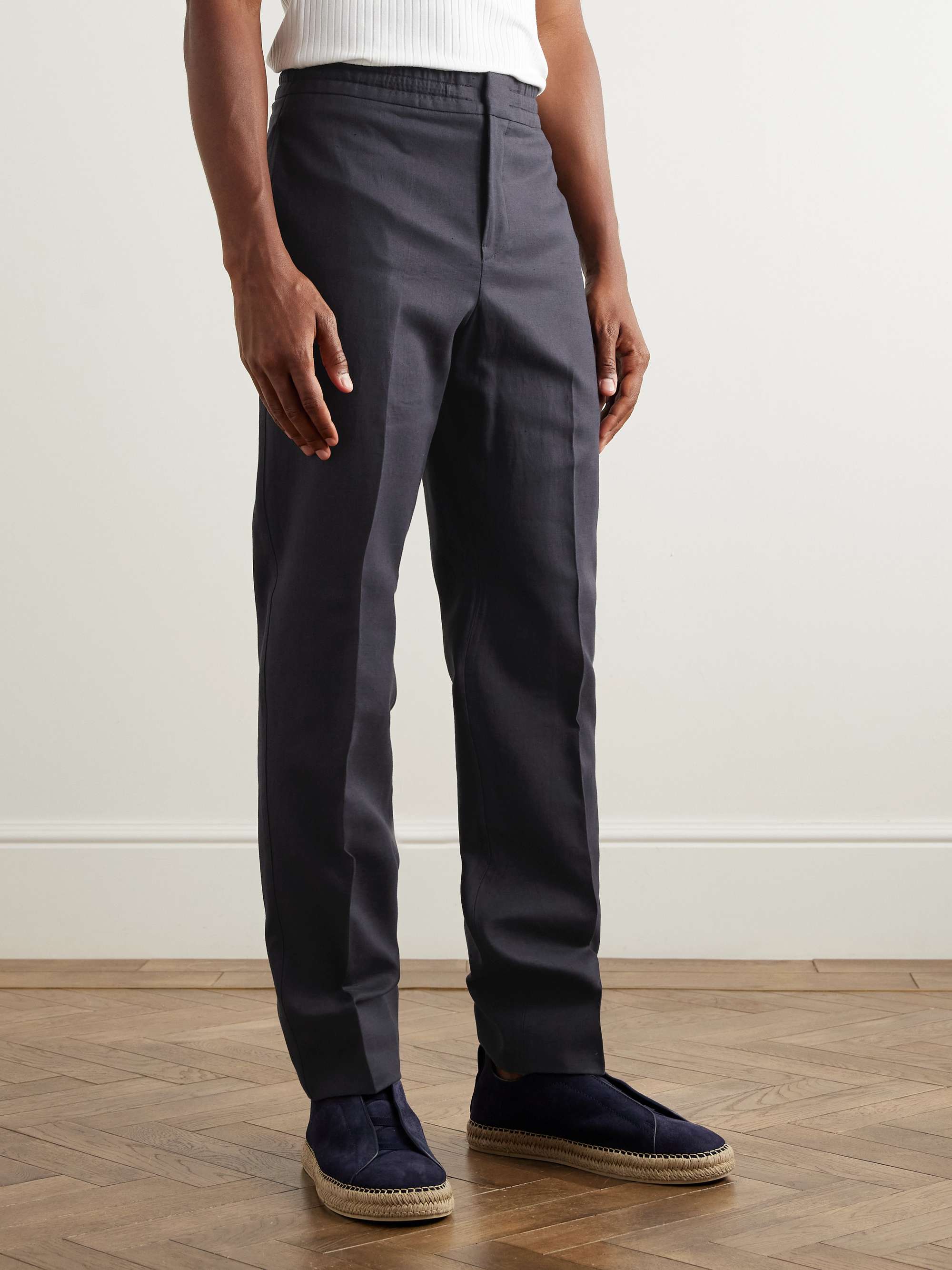 Straight-Leg Linen-Twill Trousers view