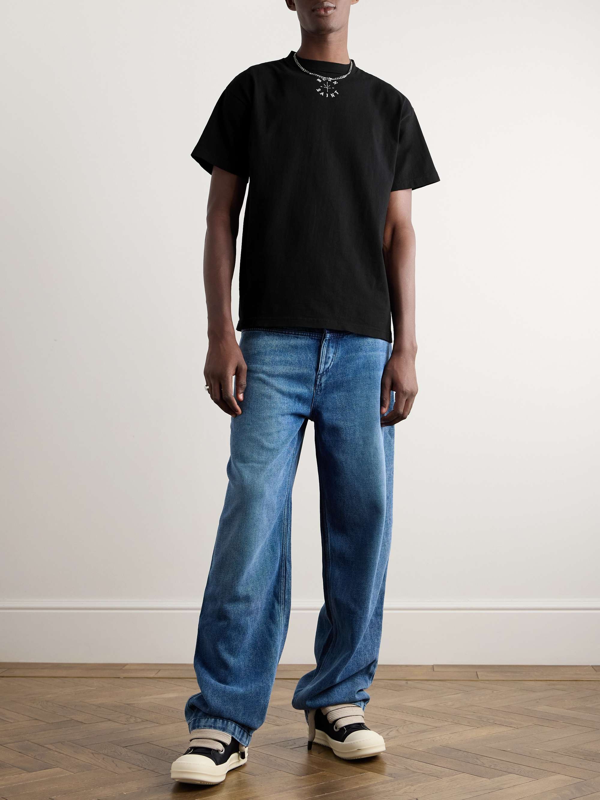 + Born X Raised Logo-Print Embroidered Cotton-Jersey T-Shirt view