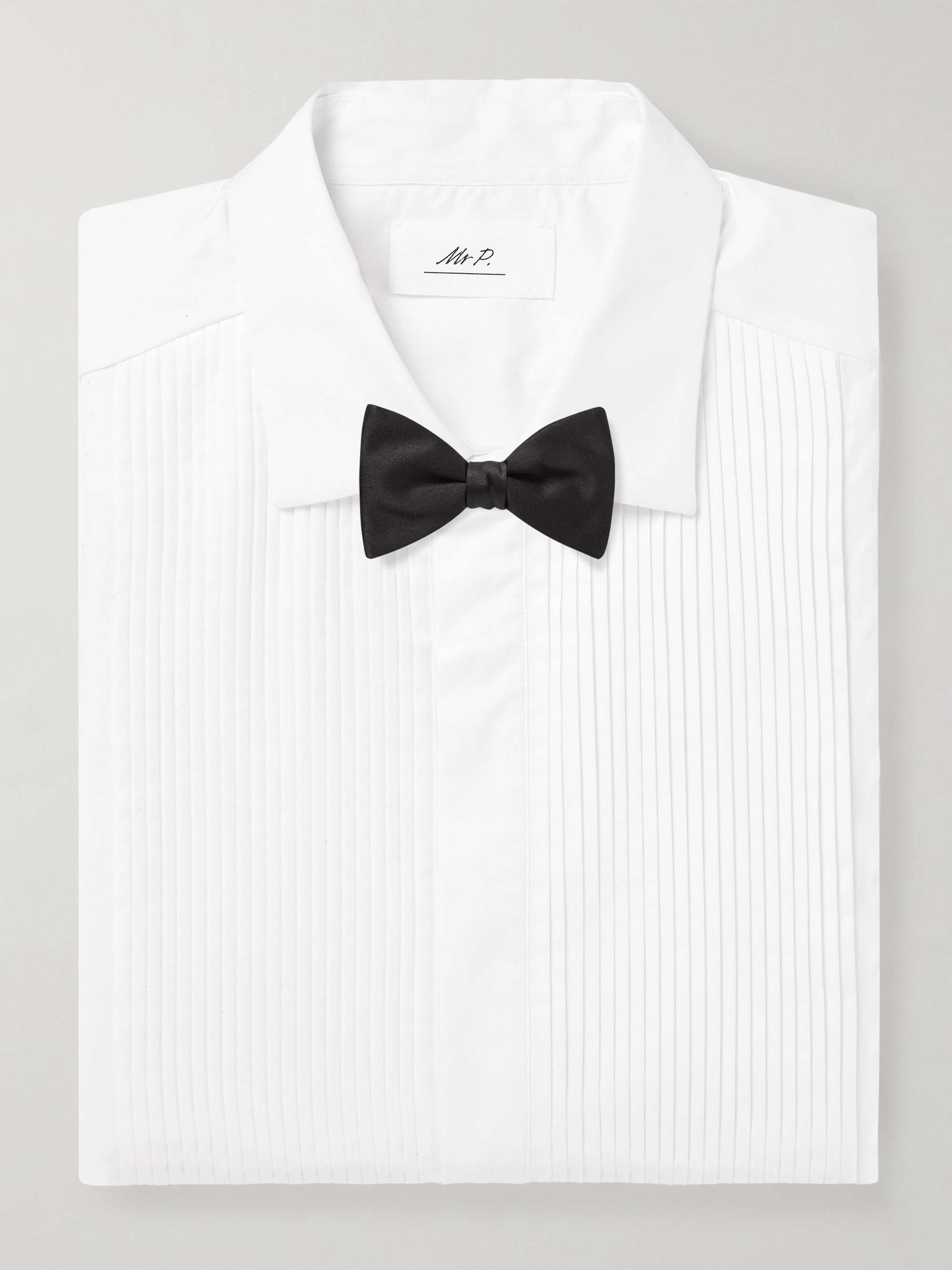 Pleated Cotton-Poplin Tuxedo Shirt view