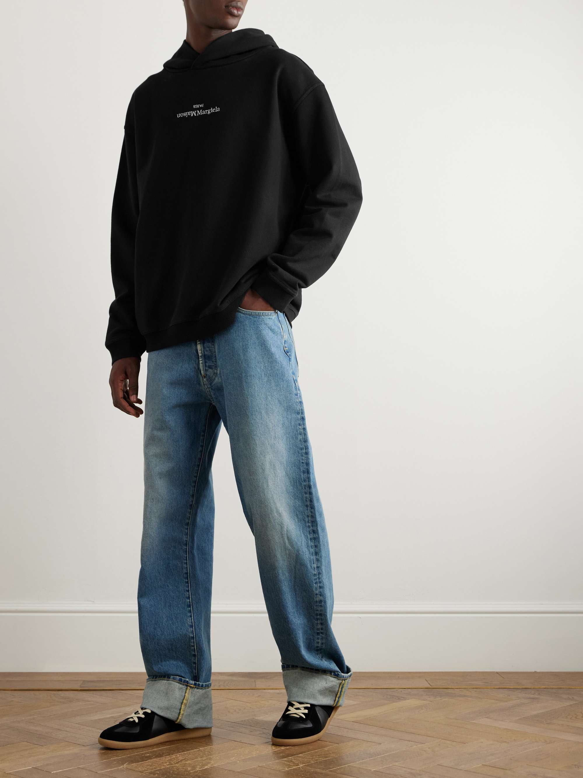 Oversized Logo-Embroidered Cotton-Jersey Hoodie view