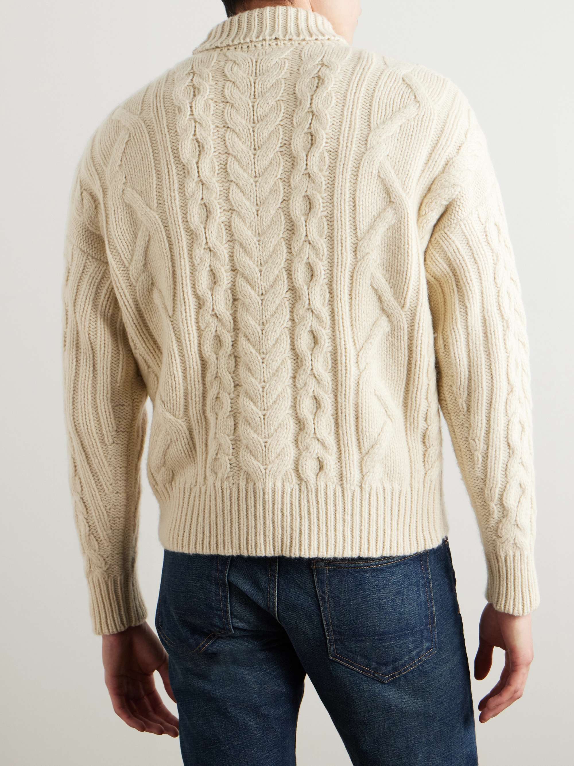 Cable-Knit Wool, Cashmere and Mohair-Blend Rollneck Sweater view