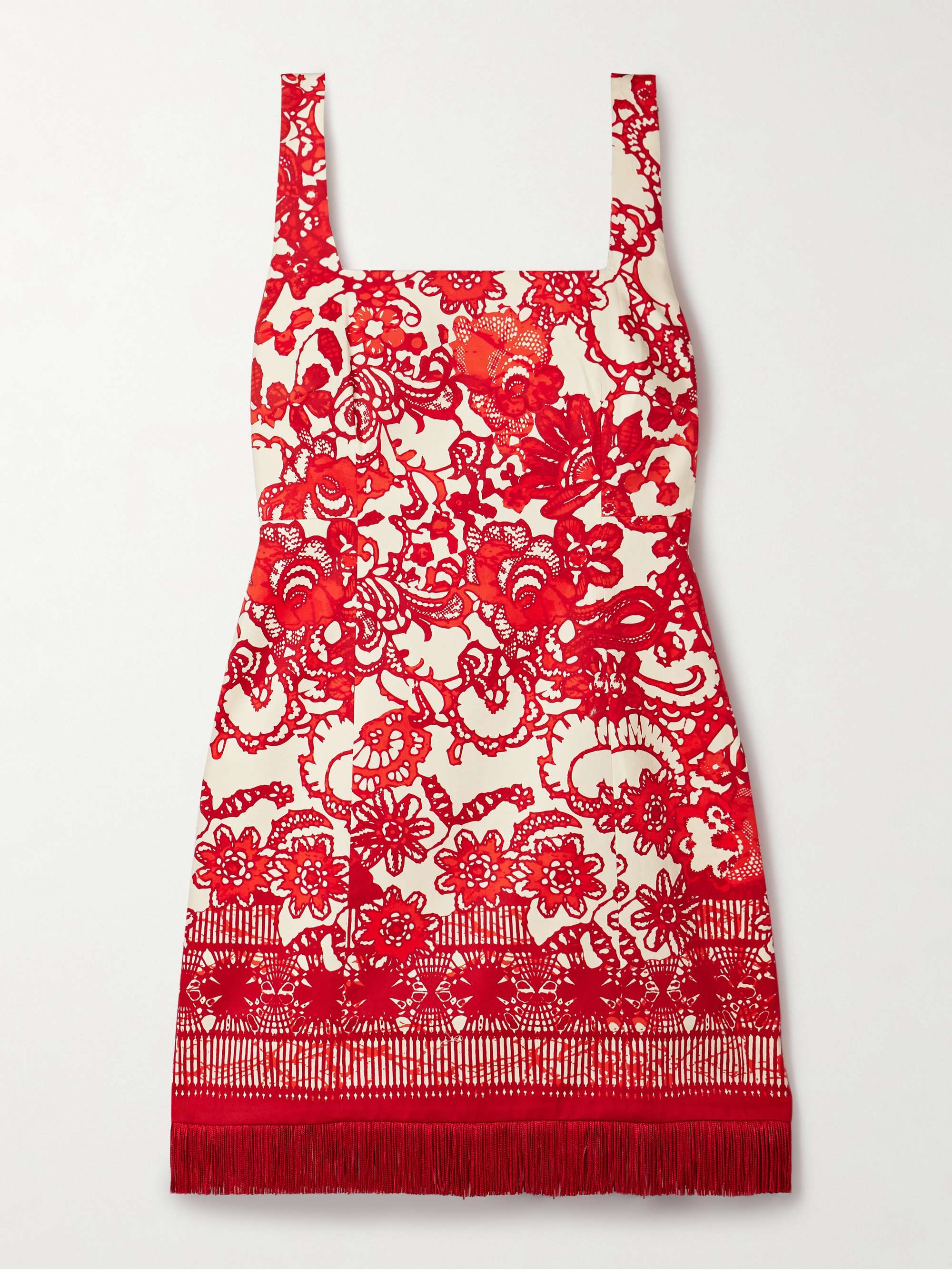 Anna fringed printed cotton-blend mini dress hero visual