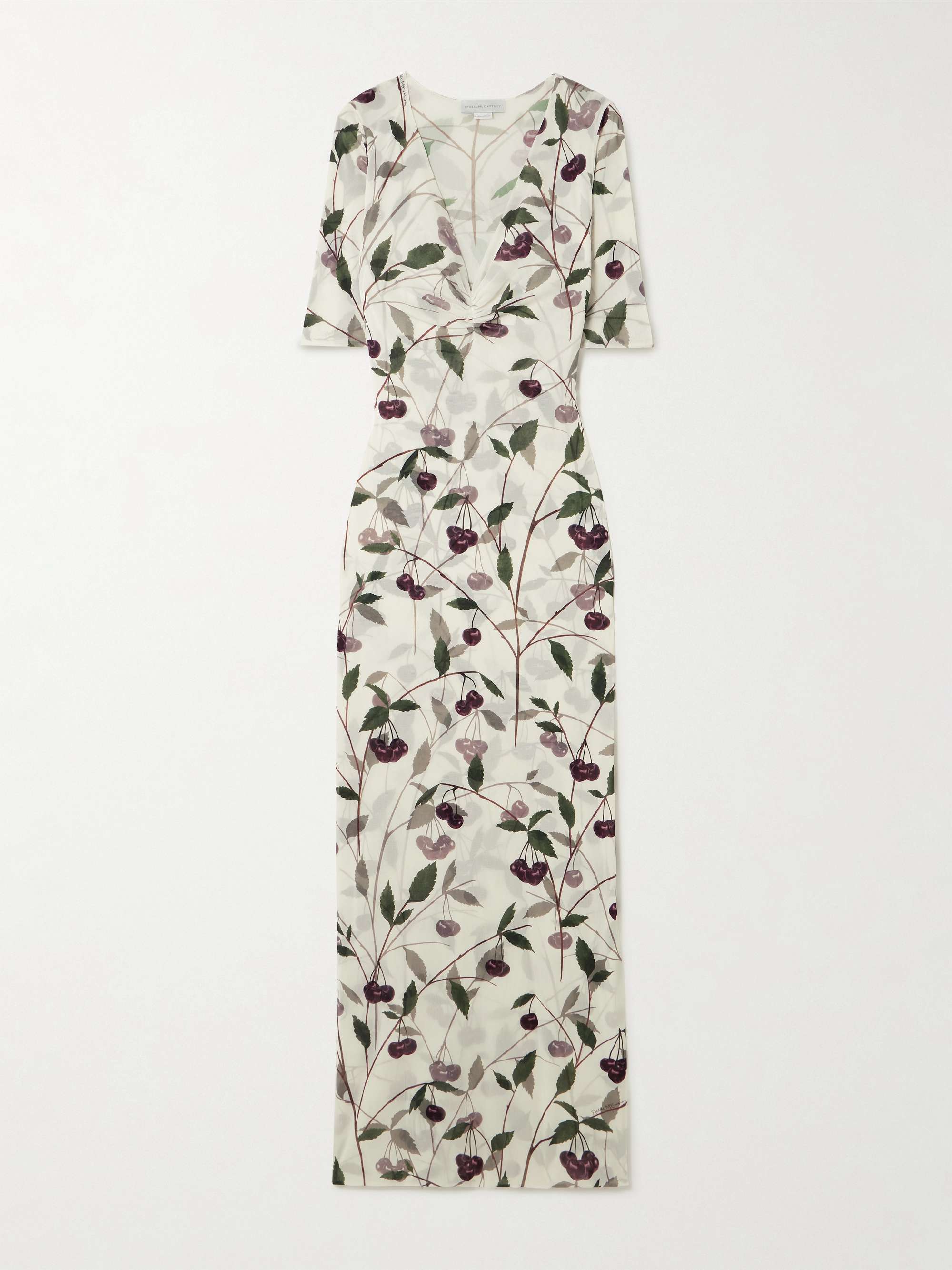 Ruched printed mesh midi dress hero visual