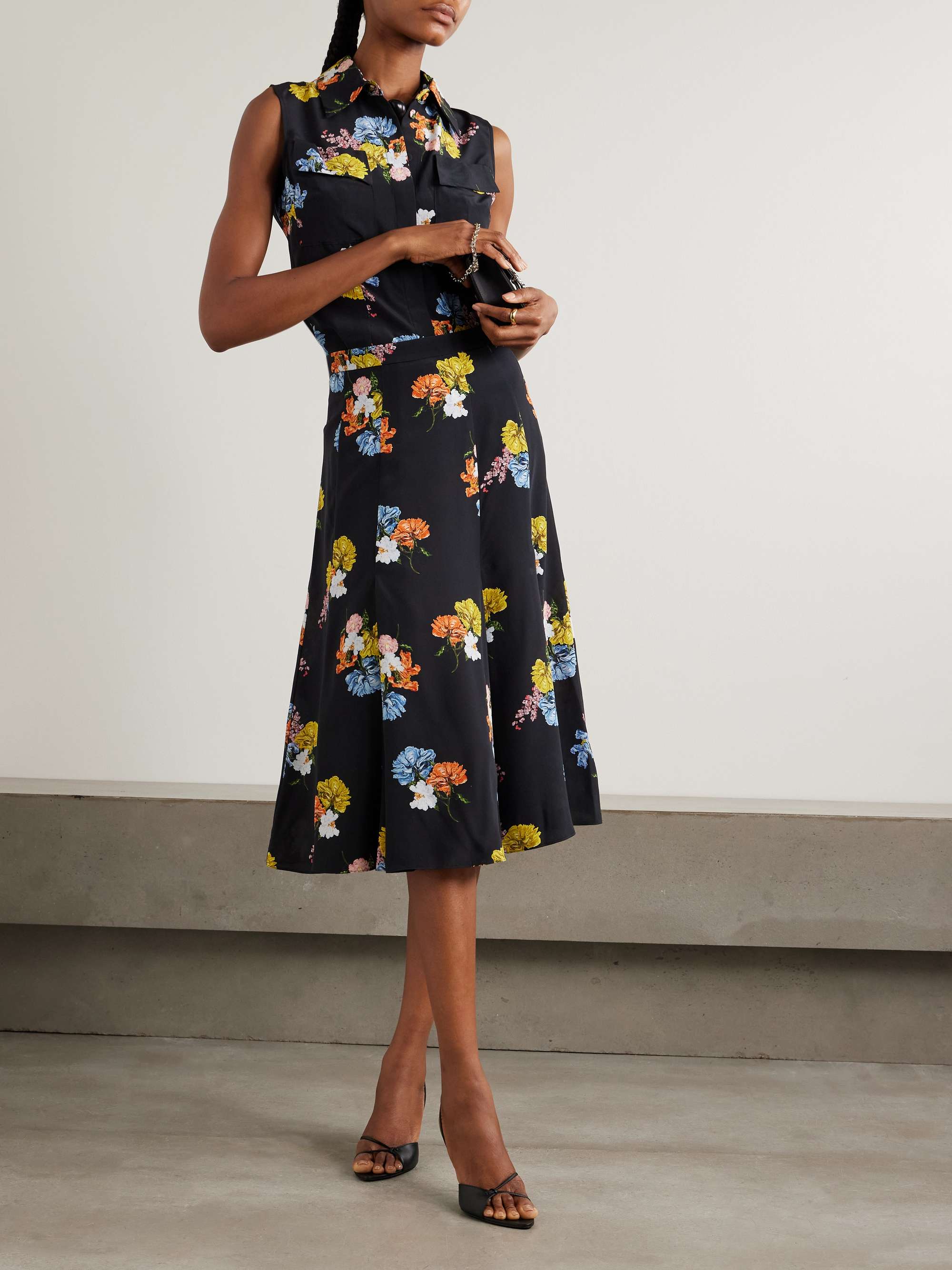 Kenzie floral-print silk crepe de chine skirt view