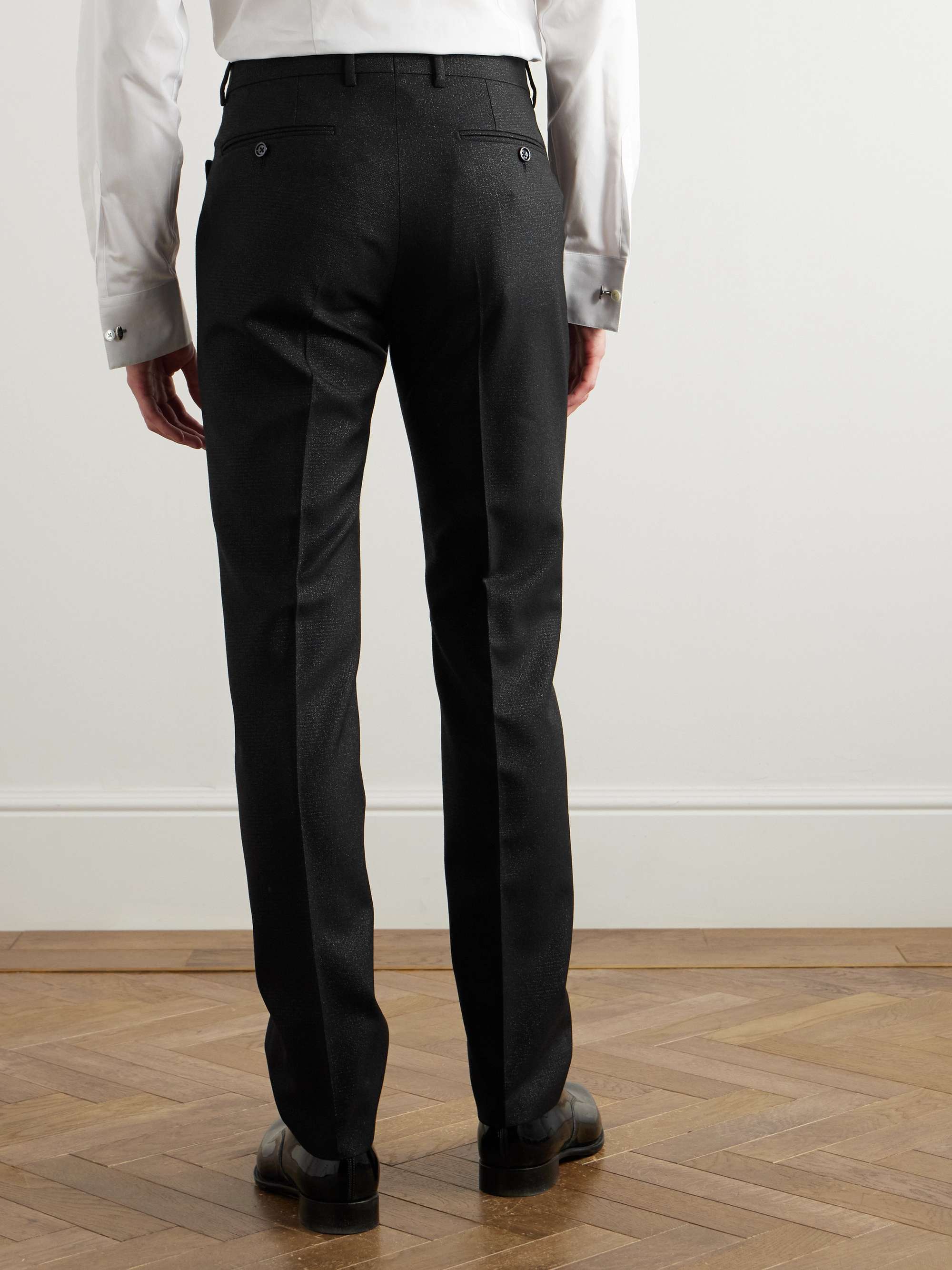 Straight-Leg Prince of Wales Checked Wool-Blend Suit Trousers view