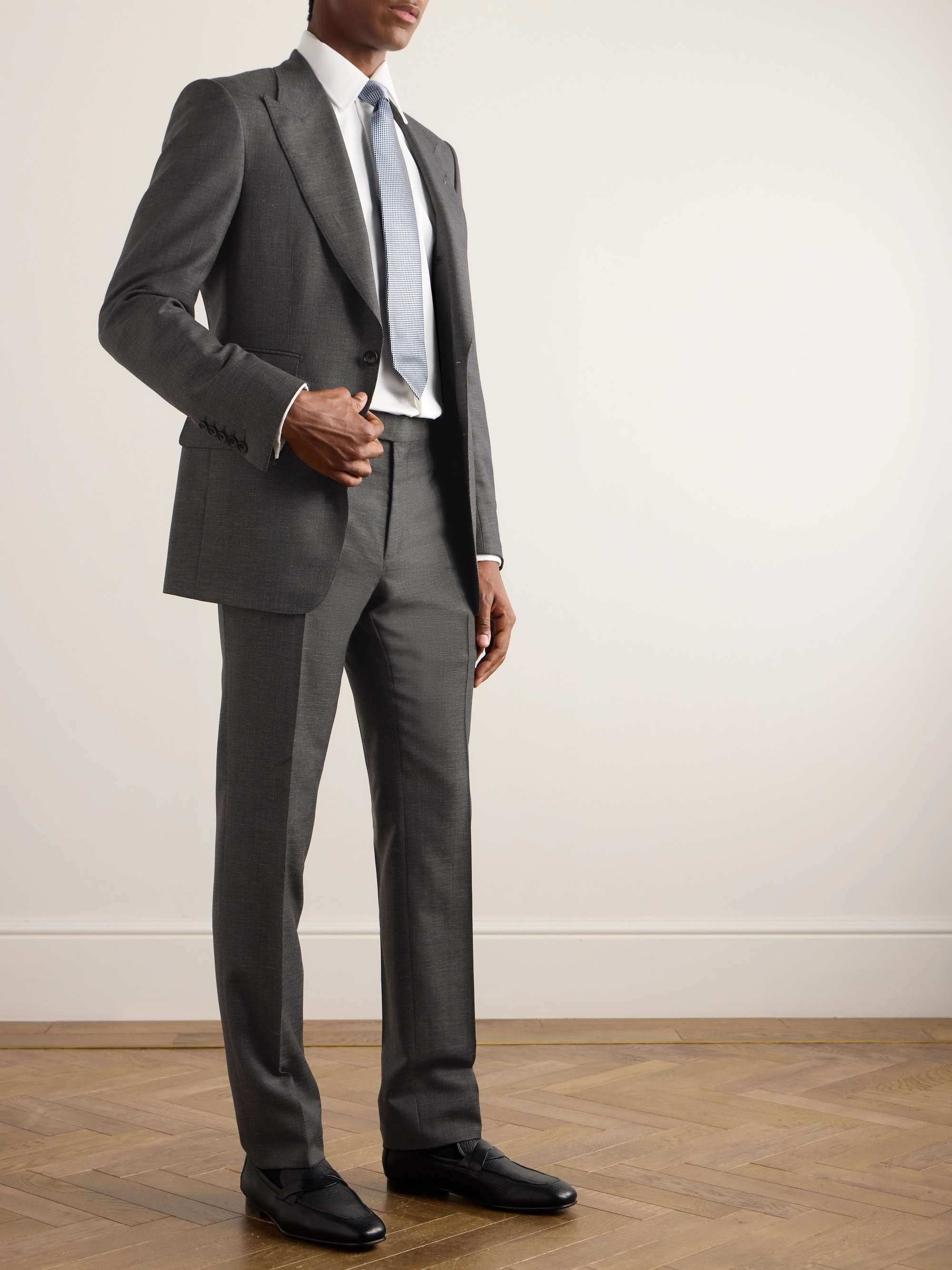 Shelton Straight-Leg Wool, Mohair, Linen and Silk-Blend Trousers view