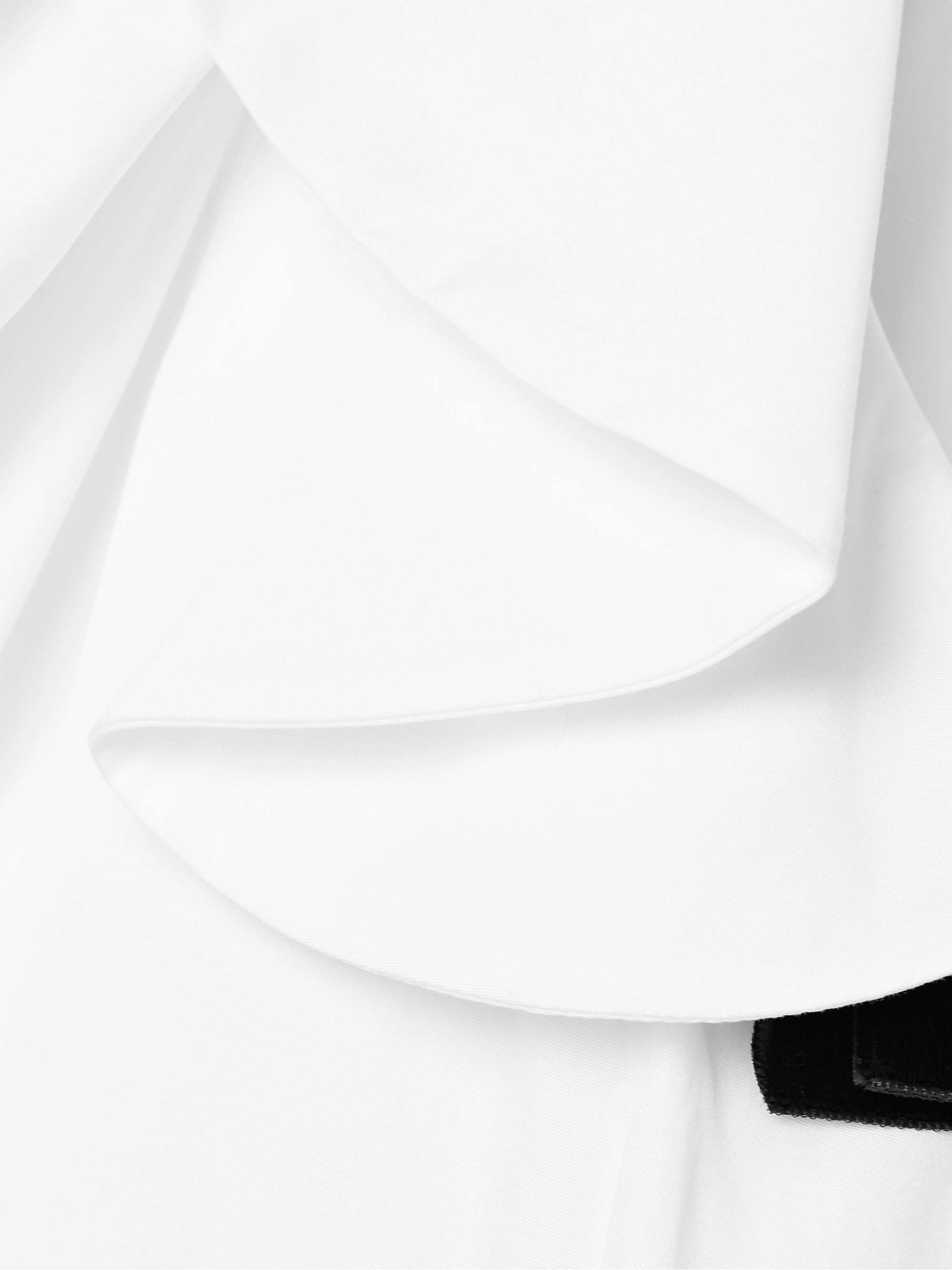 Velvet-trimmed ruffled cotton-poplin midi dress view