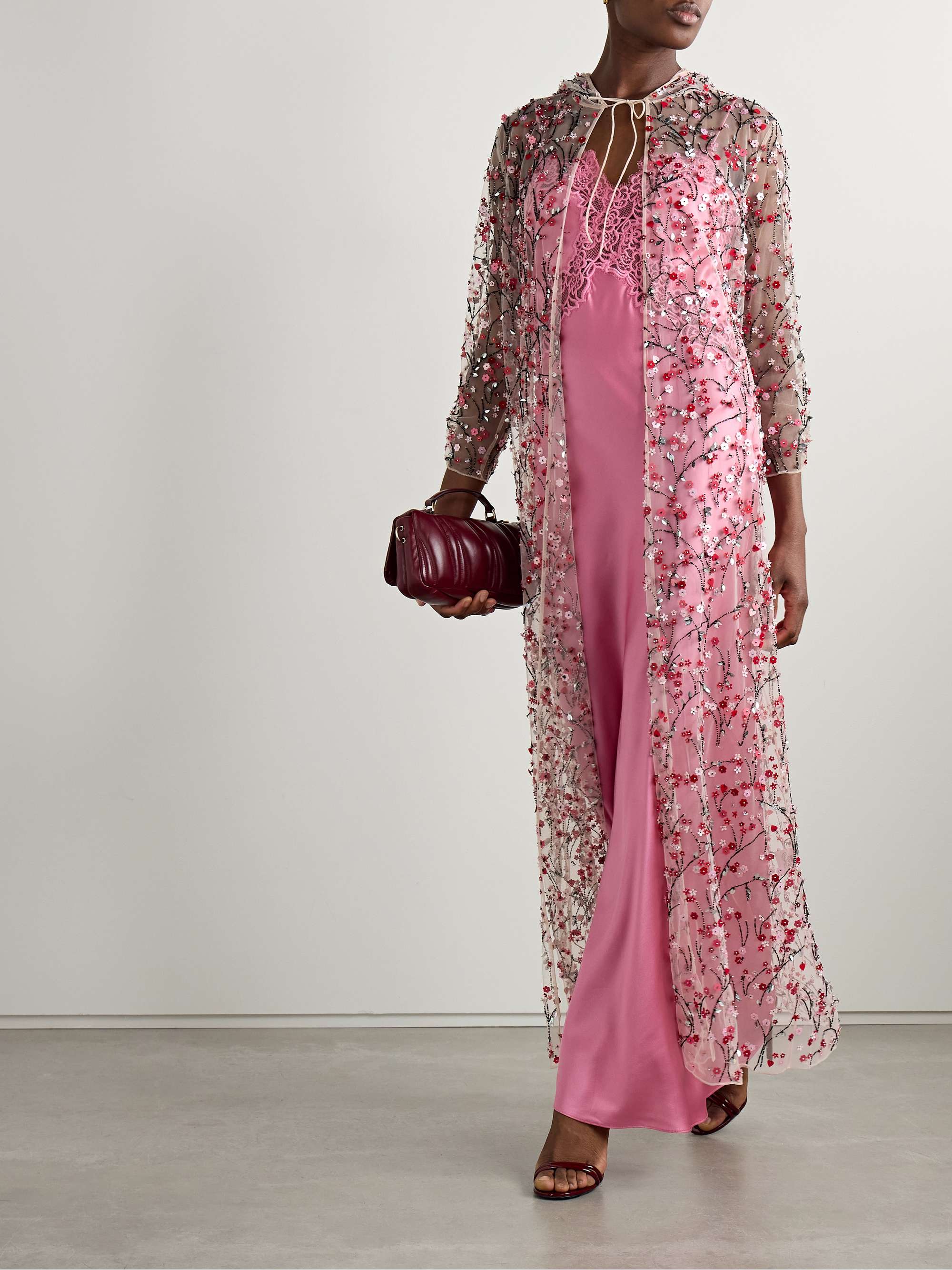 Christelle hooded embellished tulle cape view