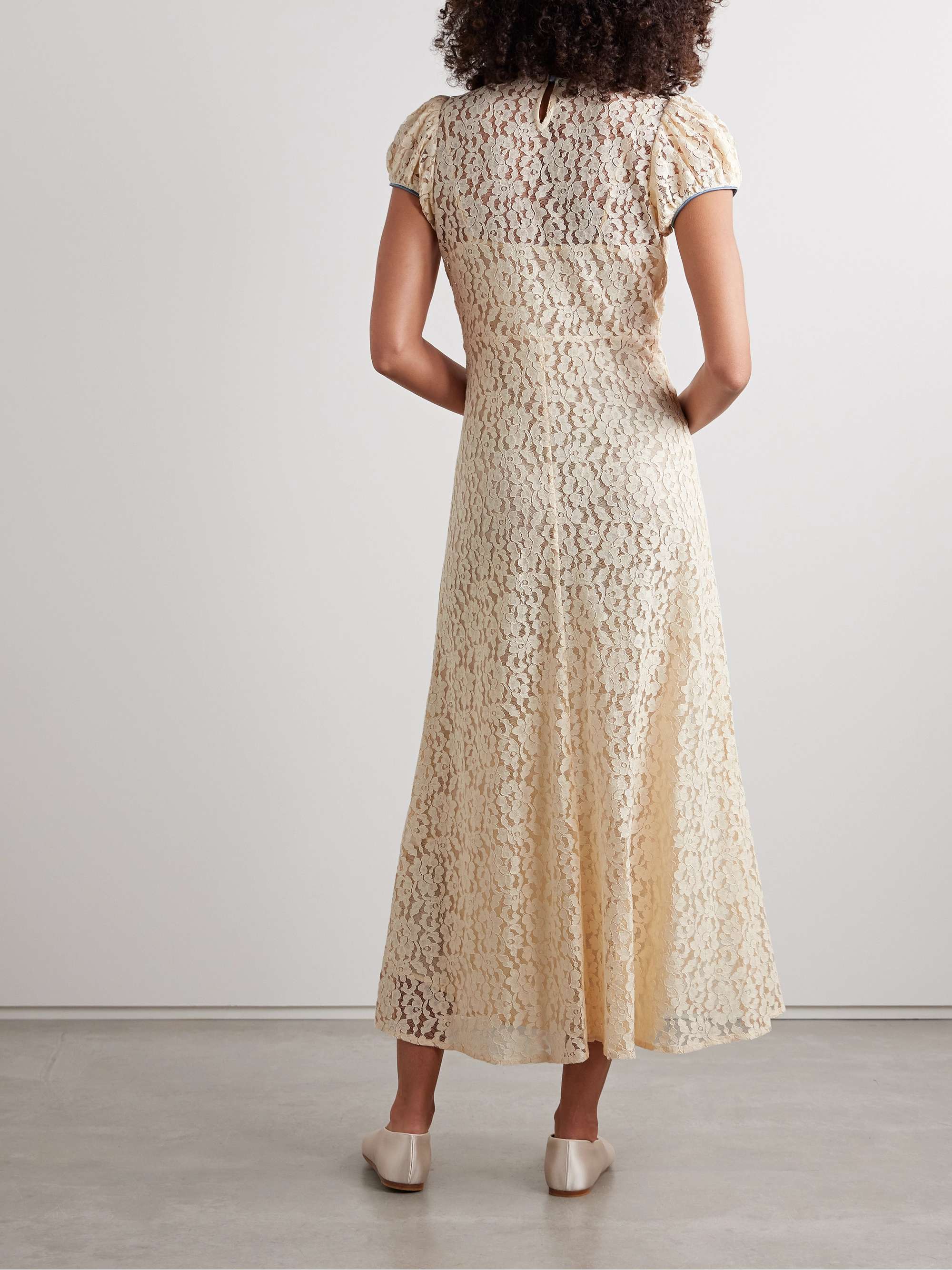 Katarina satin-trimmed corded lace midi dress view