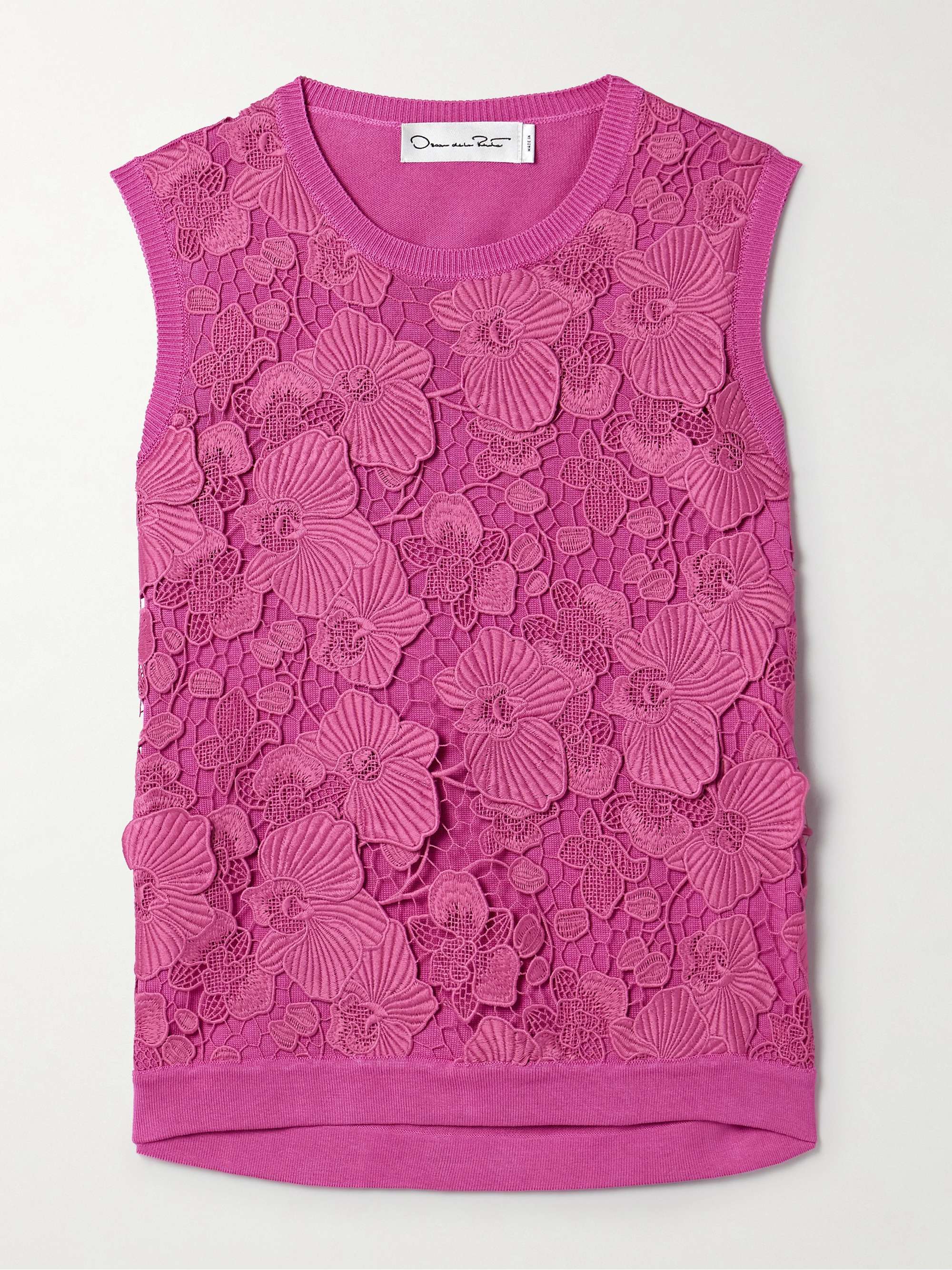 Guipure lace-paneled silk-blend tank hero visual