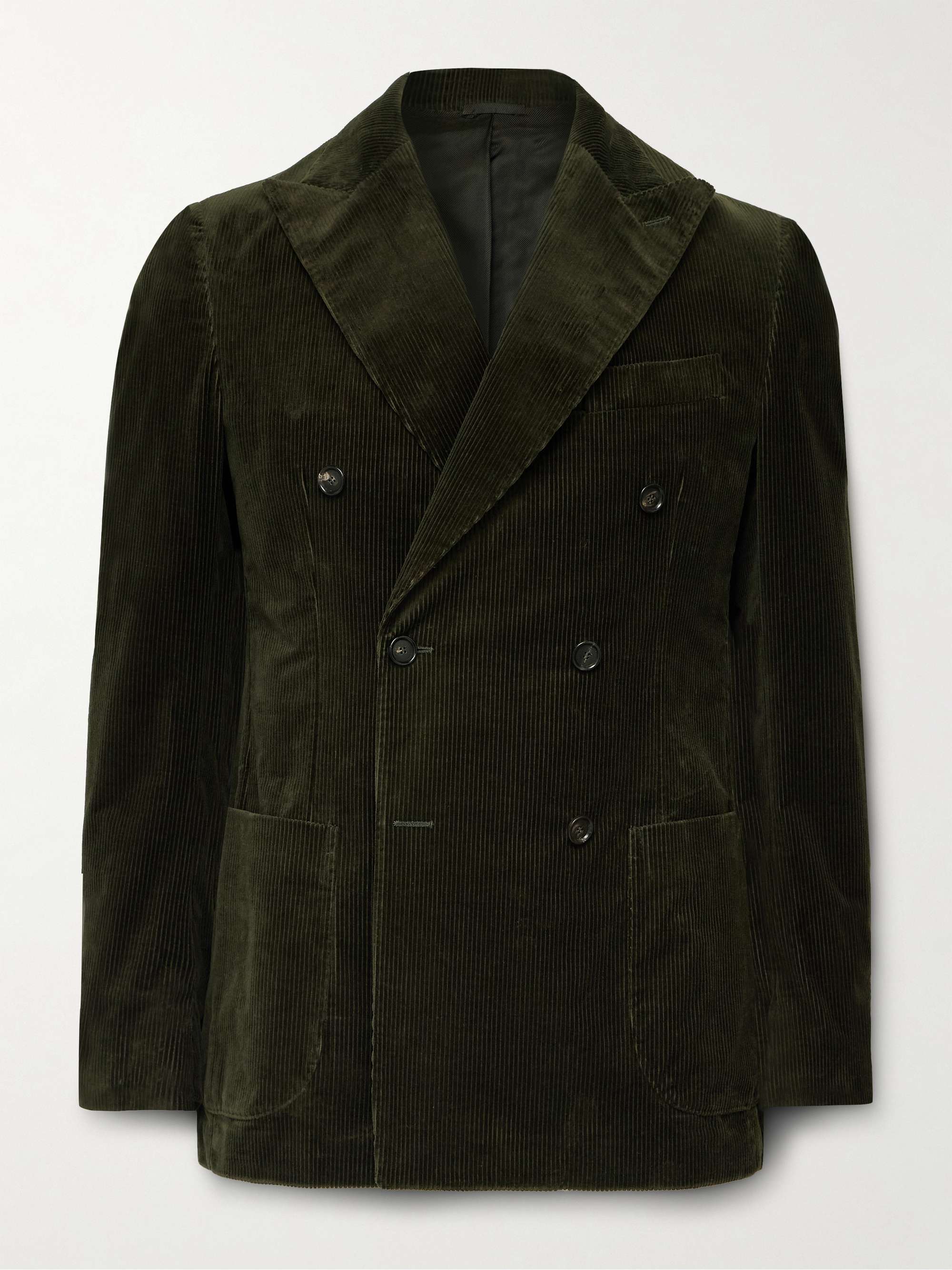 Slim-Fit Double-Breasted Stretch-Cotton Corduroy Suit Jacket hero visual